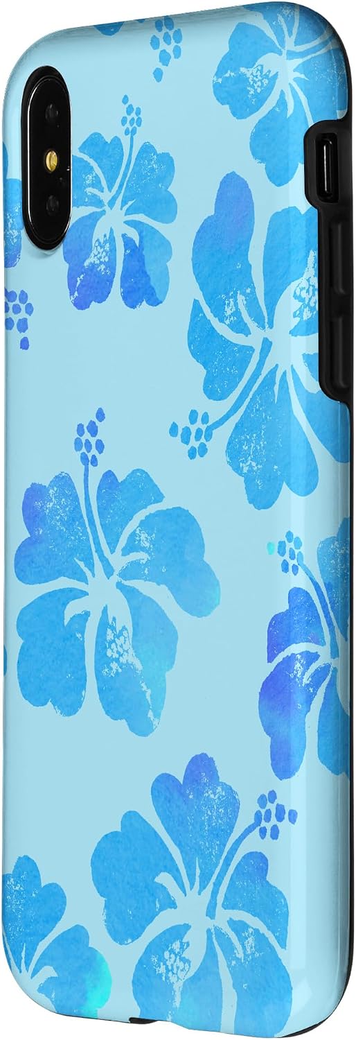 Coconut Girl Tie Dye Hibiscus Preppy Hawaiian Y2K Blue Aqua Case for iPhone X/XS