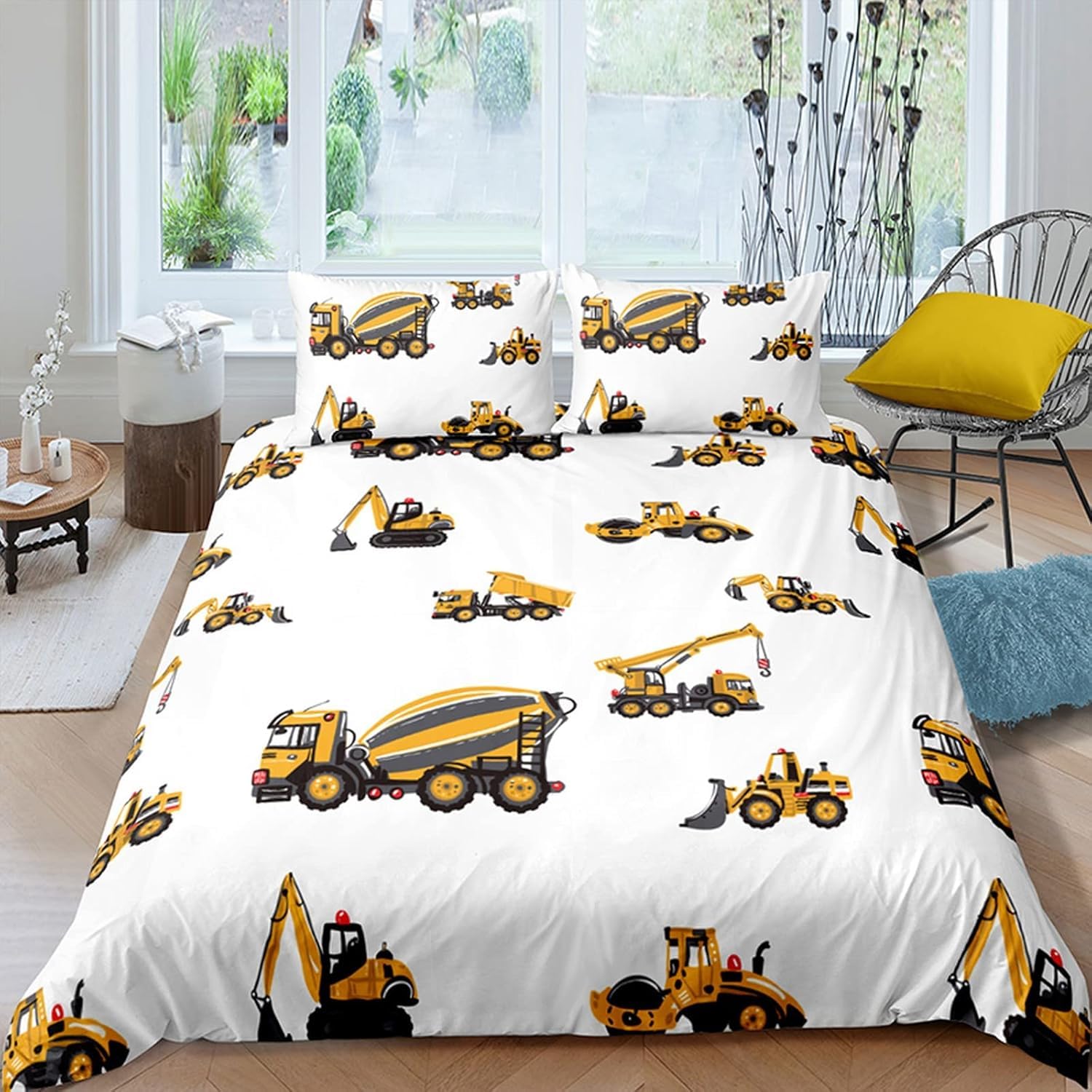 Parure de lit excavateur 3D pour chambre d'enfants avec housse de couette 260x240