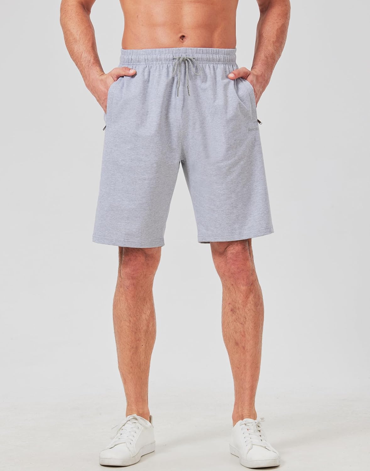 Mens Cotton Shorts Sweat Athletic Shorts for Men, Lounge, Gym, Yoga, Workout with Zipper Pockets - Image 3