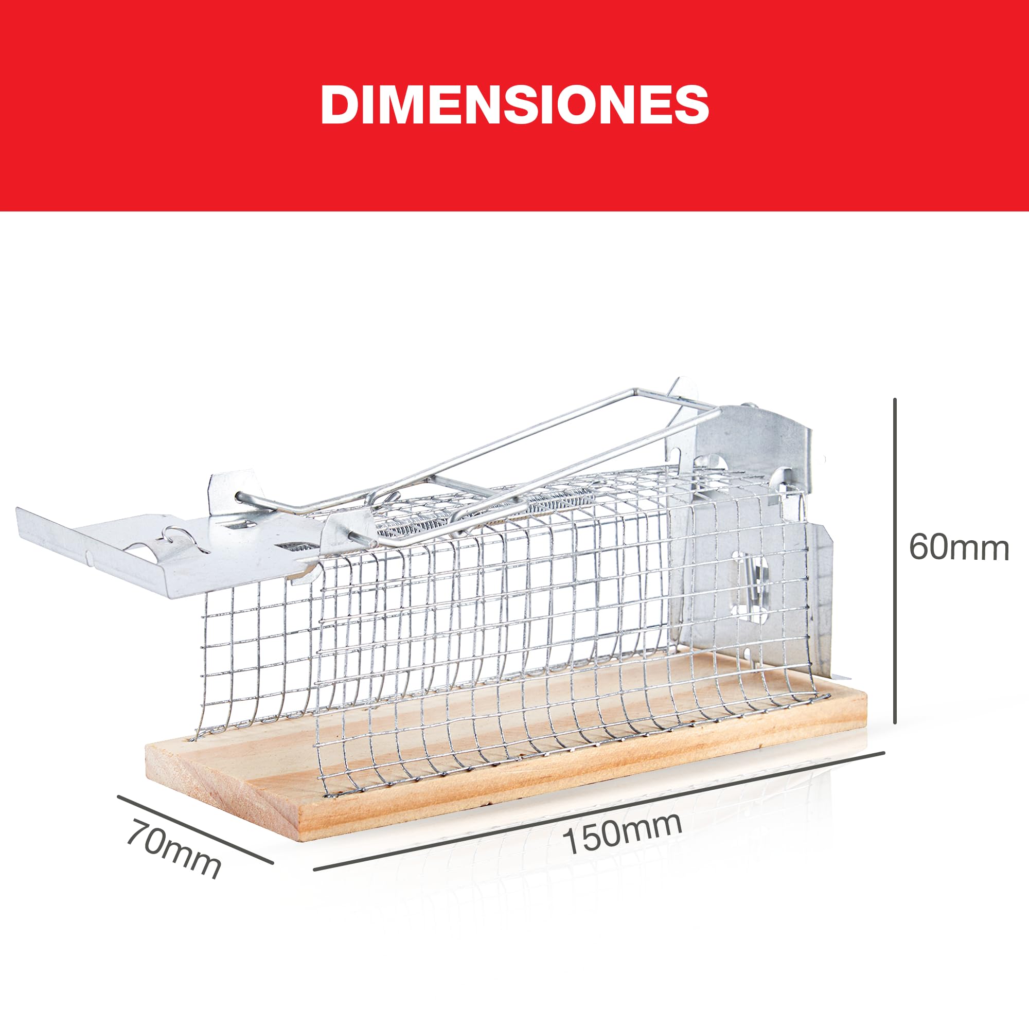 SWISSINNO Jaula para Ratones, Construida en madera y metal, Atrapar + soltar, Diseño seguro, Uso interior y exterior, Segura para niños y mascotas, Fabricado en Europa, 1x Trampa