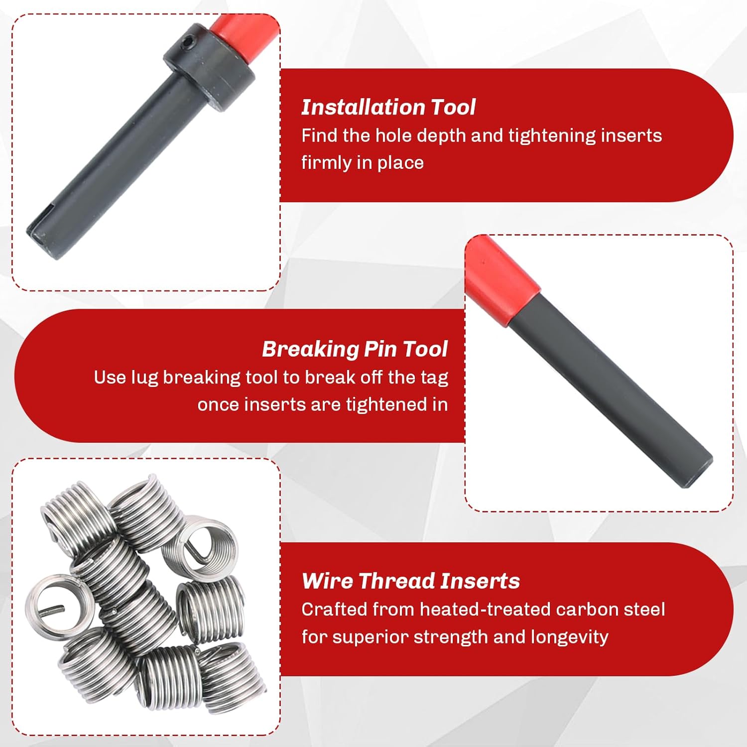 131-Piece Metric Helicoil Thread Repair Kit | 131pc Thread Repair Kit HSS Drill Helicoil Repair Kit Metric M5 M6 M8 M10 M12 HSS Drill Thread Insert Repair Tool