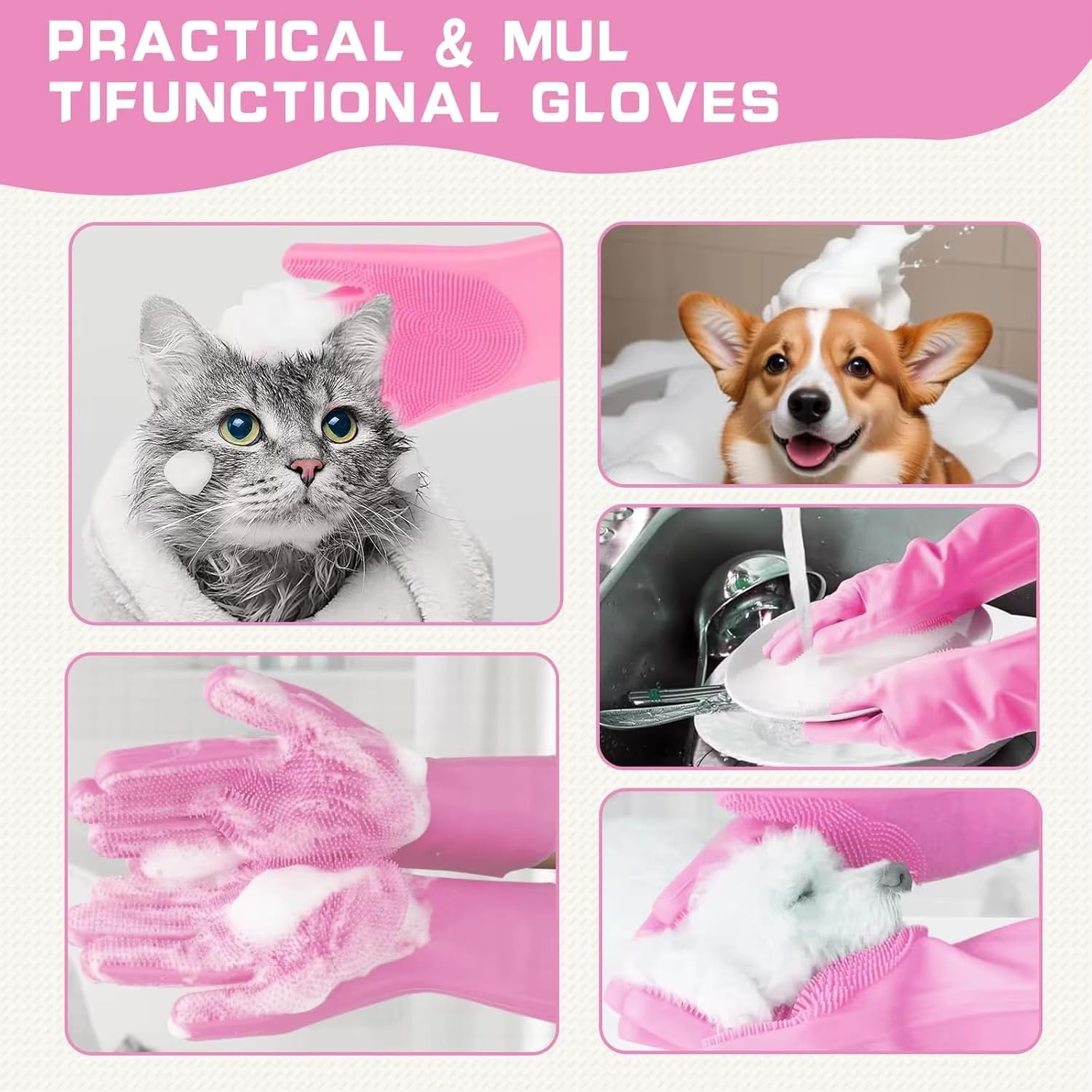 Silicone Dog Bathing Gloves | Pet...