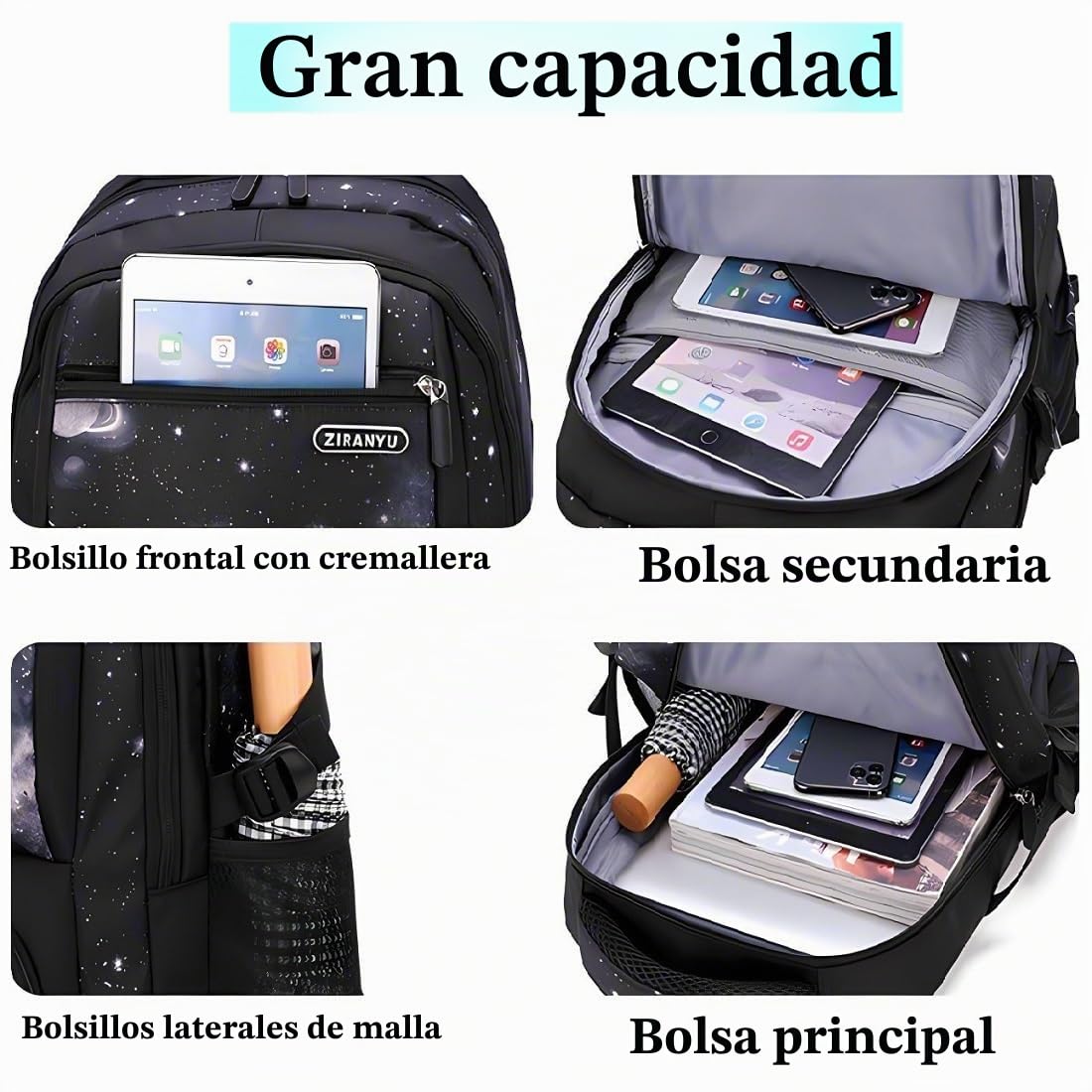Mochila Ruedas Mochilas Escolares con Ruedas, Desmontable Mochila con Carro Niños para Viajes Escolar