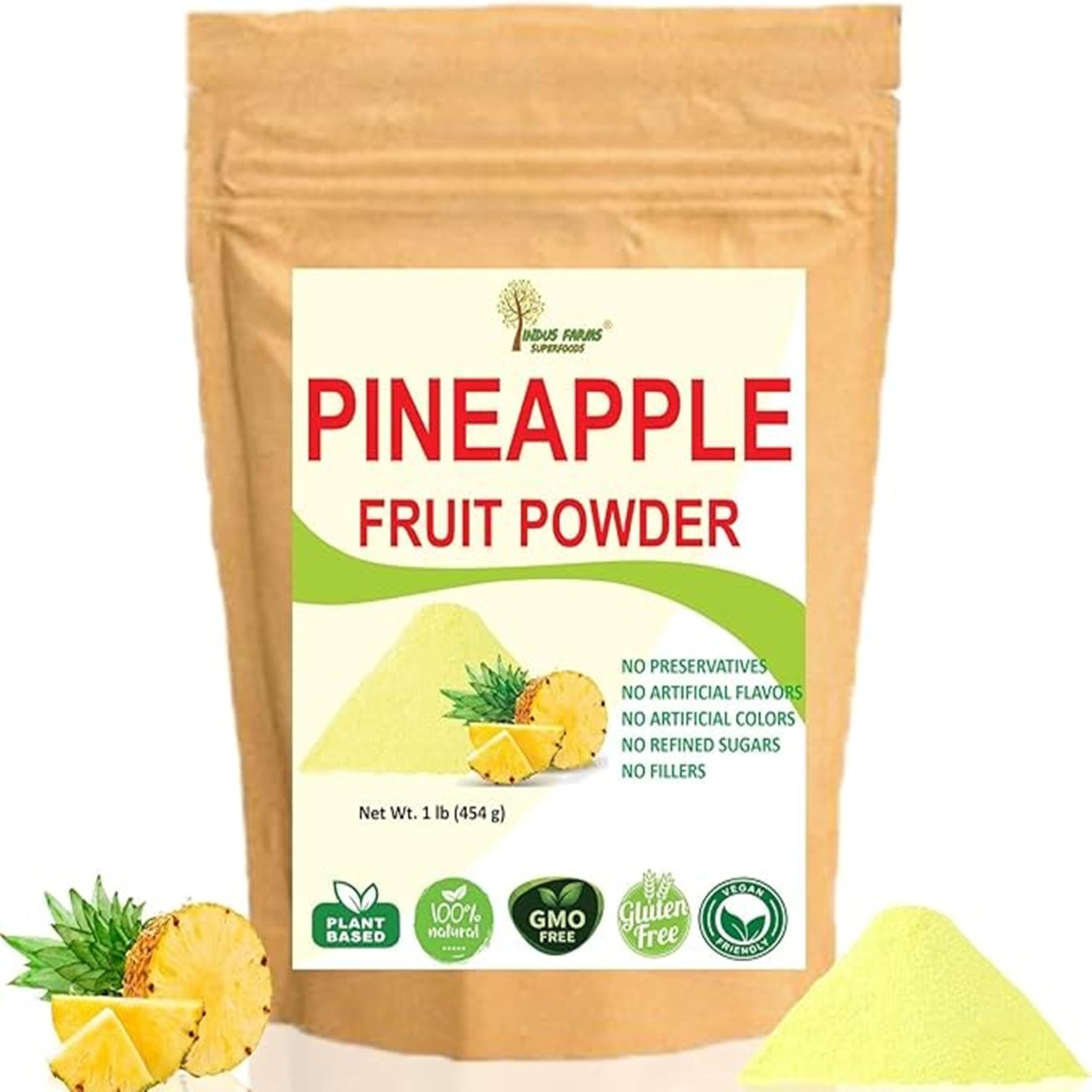 Indus Farms Pineapple Fruit Powder | Easy-Mix Tropical Flavor for Baking, Smoothies, RTD Drinks, Frozen Treats & Yogurt | Quick-Blend Powder for