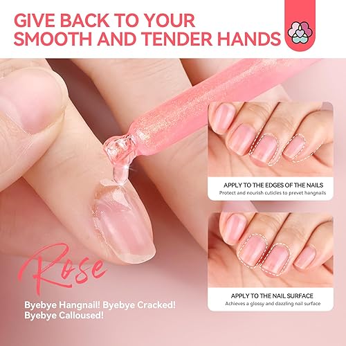 Miniatura 5 de SAVILAND Aceite de cutícula  Aceite fortalecedor de uñas protector de cutículas de color rosa nacarado