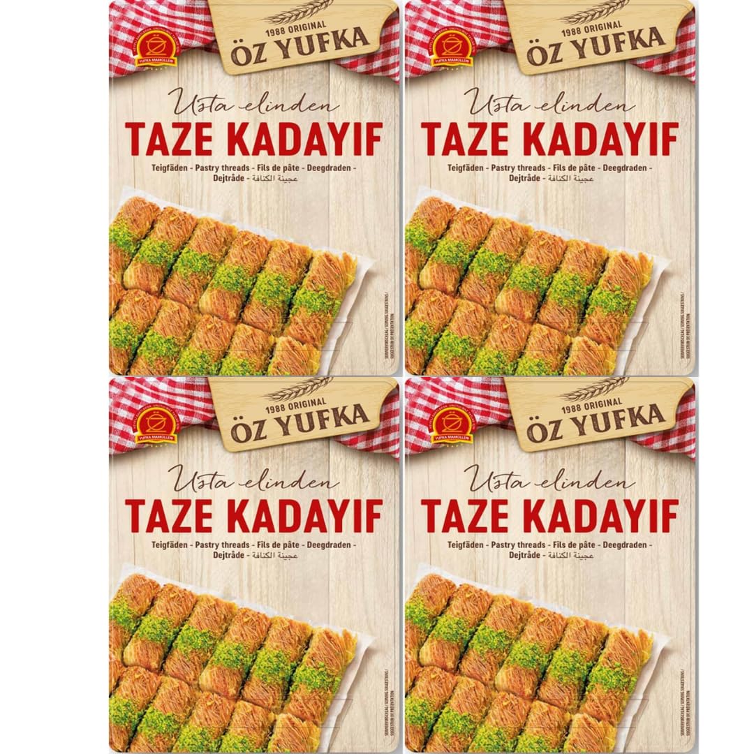 Frisch Teigfäden Engelshaar Kataifi Kadayif Shredded Fillo Teig Gebäck Kadaifi Fäden Taze Kadayif für Dubai-Schokolade 400 g 4er-Pack