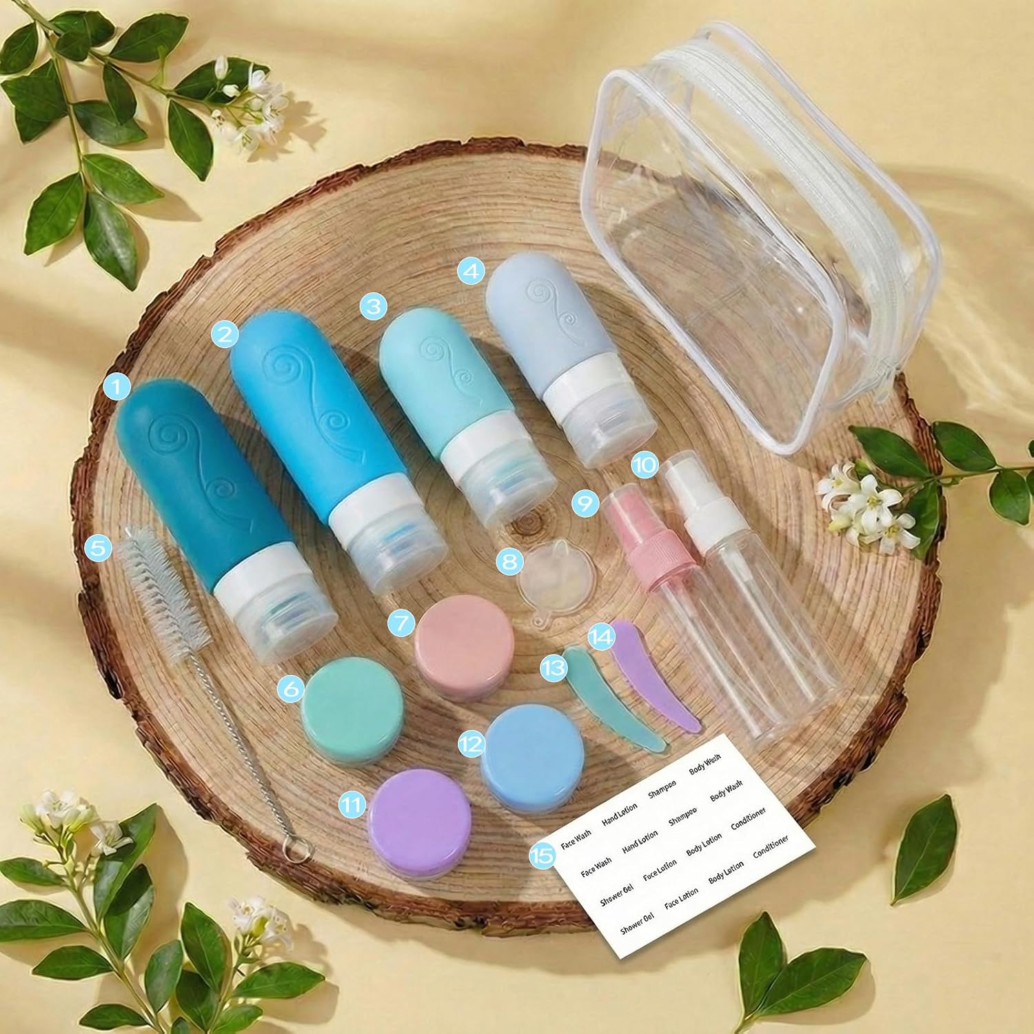 vodvob 16 Pack Travel Bottles Set for Toiletries, TSA Approved Travel Containers Leak Proof Silicone Squeezable Travel Accessories 2oz 3oz for Shampoo Conditioner Lotion Body Wash (BPA Free) (blue) image 2