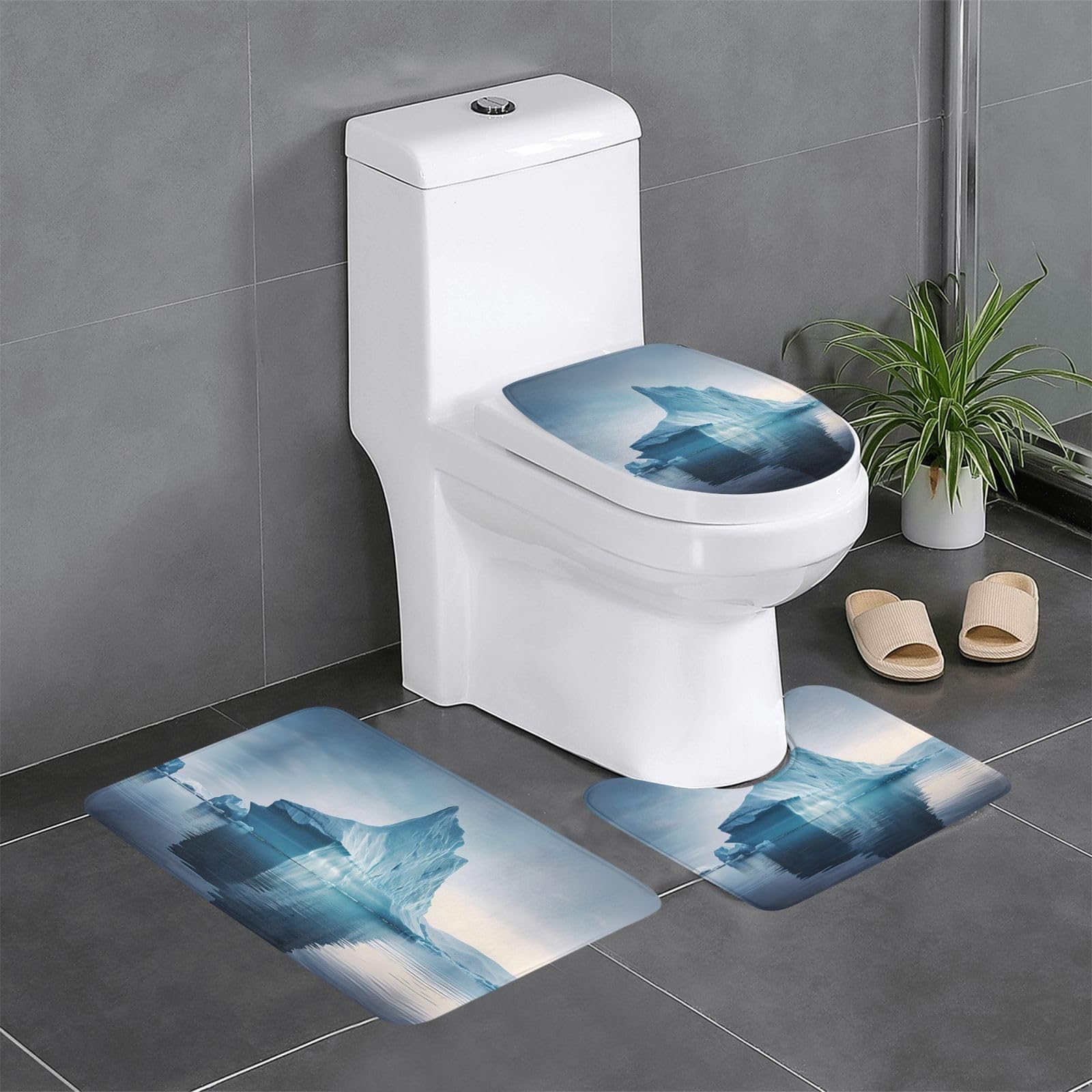 Tapis de salle de bain Icebergs pour rafraîchir vos toilettes et coiffeuses