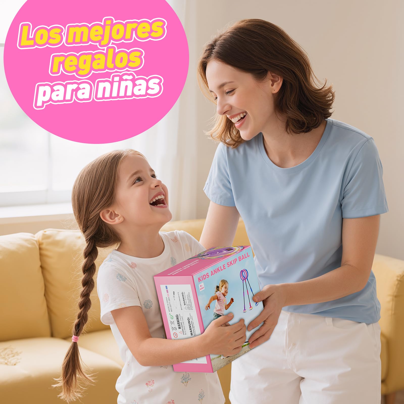 Jofuni Bola de Salto Tobillo Niña, Regalo Juguete Niñas 5 6 7 8 9 Años, Plegable a Pilas Bola con Contador, Temporizador y Calculadora de Calorías (Rosa) — view 7