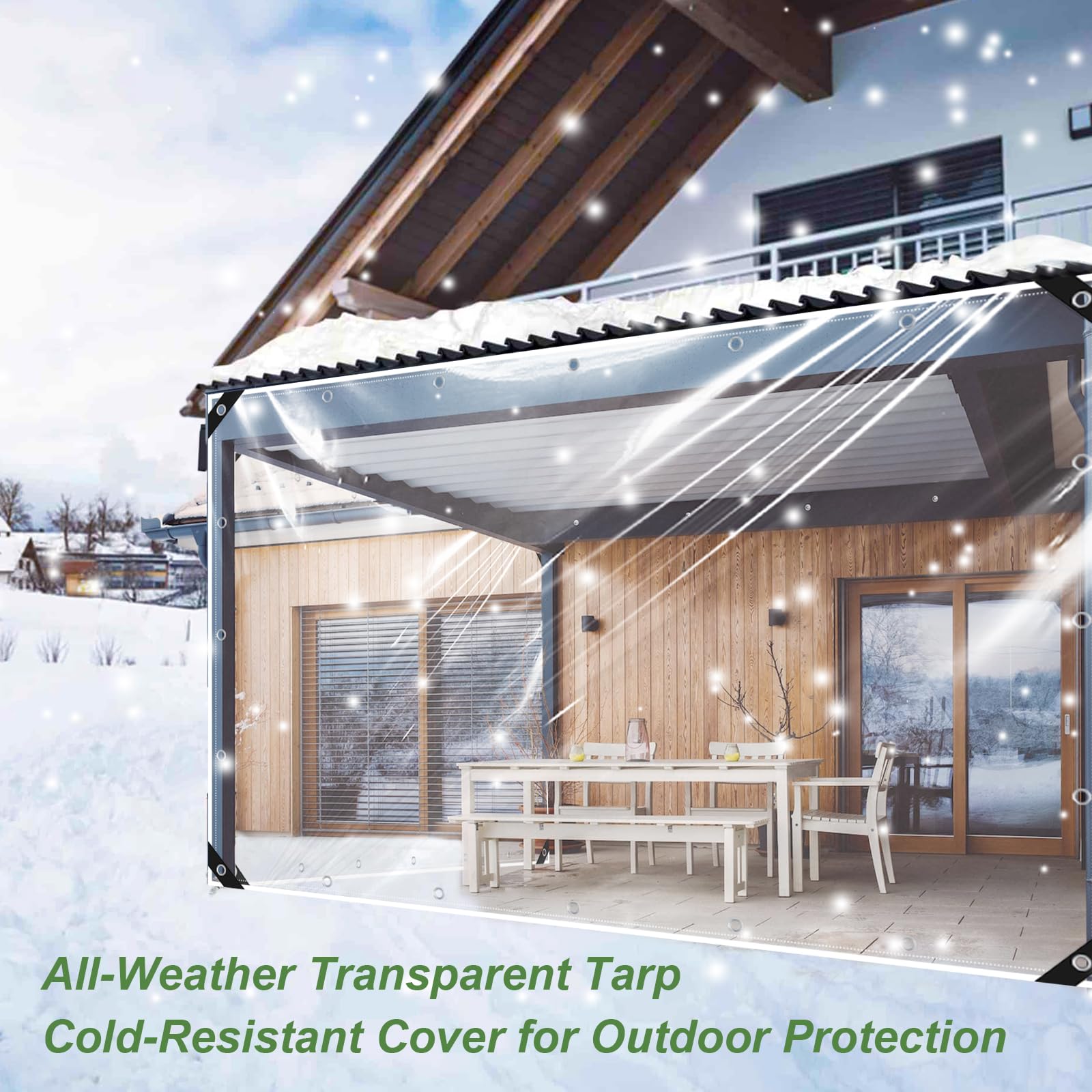 CANVINO Clear Tarp 6x6 ft, Heavy Duty Waterproof Tarp with Grommets, Thickened Tear Resistant PVC Tarps for Chicken Coop Protection, Pergola, Greenhouse, Patio, Balcony