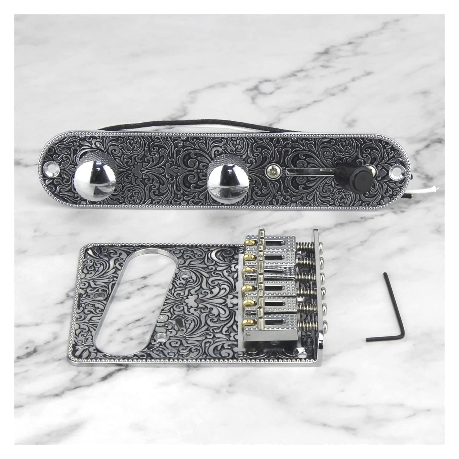FLFL 6 Cuerdas Guitarra Eléctrica Temolo Bridge Placa De Control Pre-Cableada Conjunto De Placa De Control Preimotada Sistema Puente Guitarra