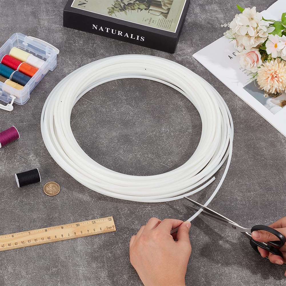 BENECREAT Striscia di Plastica per Modellazione PE Da 25 m, Cordino di Plastica Bianco Da 5mm per Uncinetto, Maglieria, Tessitura O Rifinitura Negli Indumenti, Cuscini