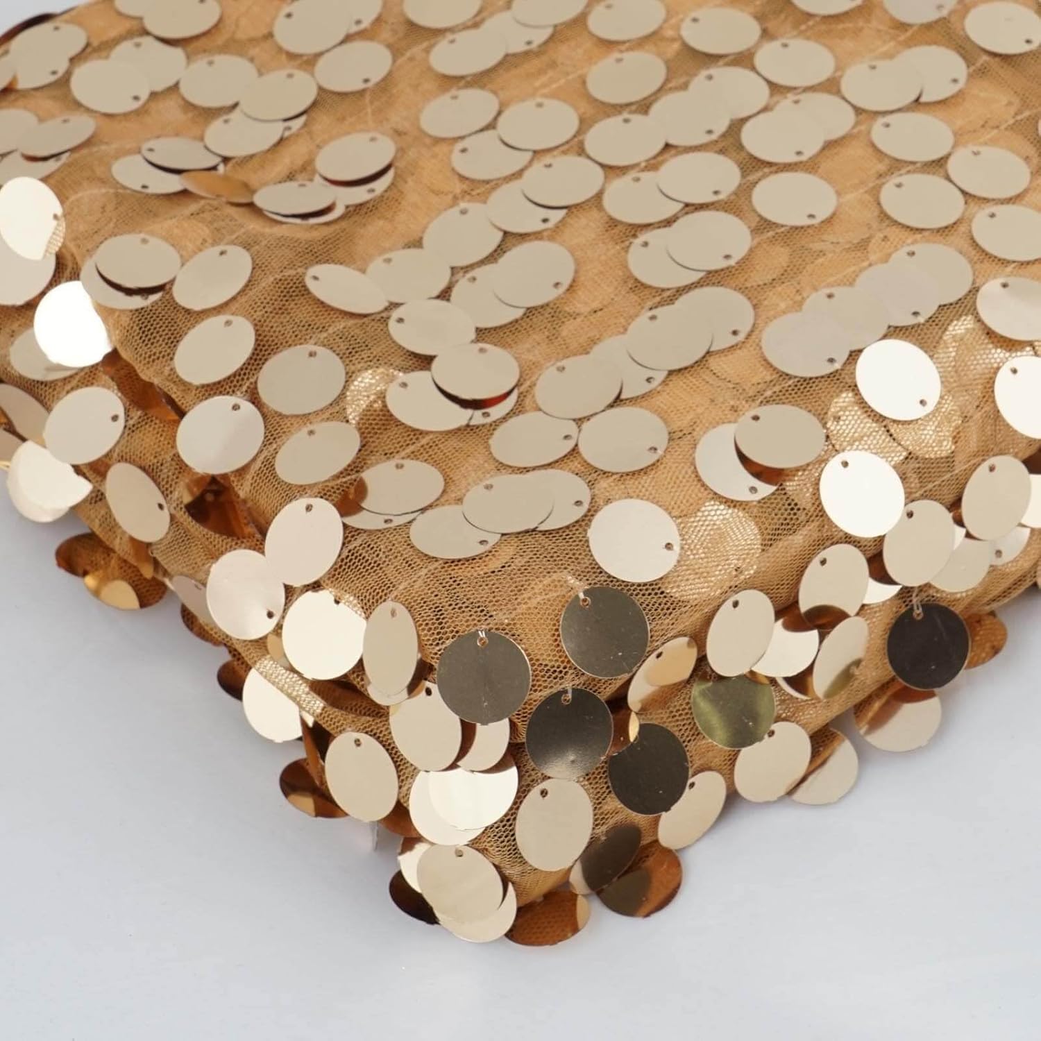 Efavormart 54" x 4 Yards Gold Payette Sequin Fabric Roll with Mesh Fabric Base