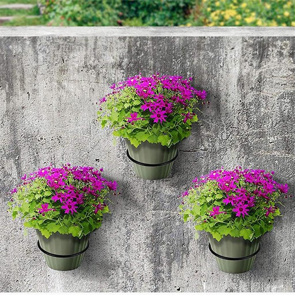 Garden Plant Flower Basket Pot Ring Holder Metal Planter Hooks Hanger Wall Bracket (Black 1)