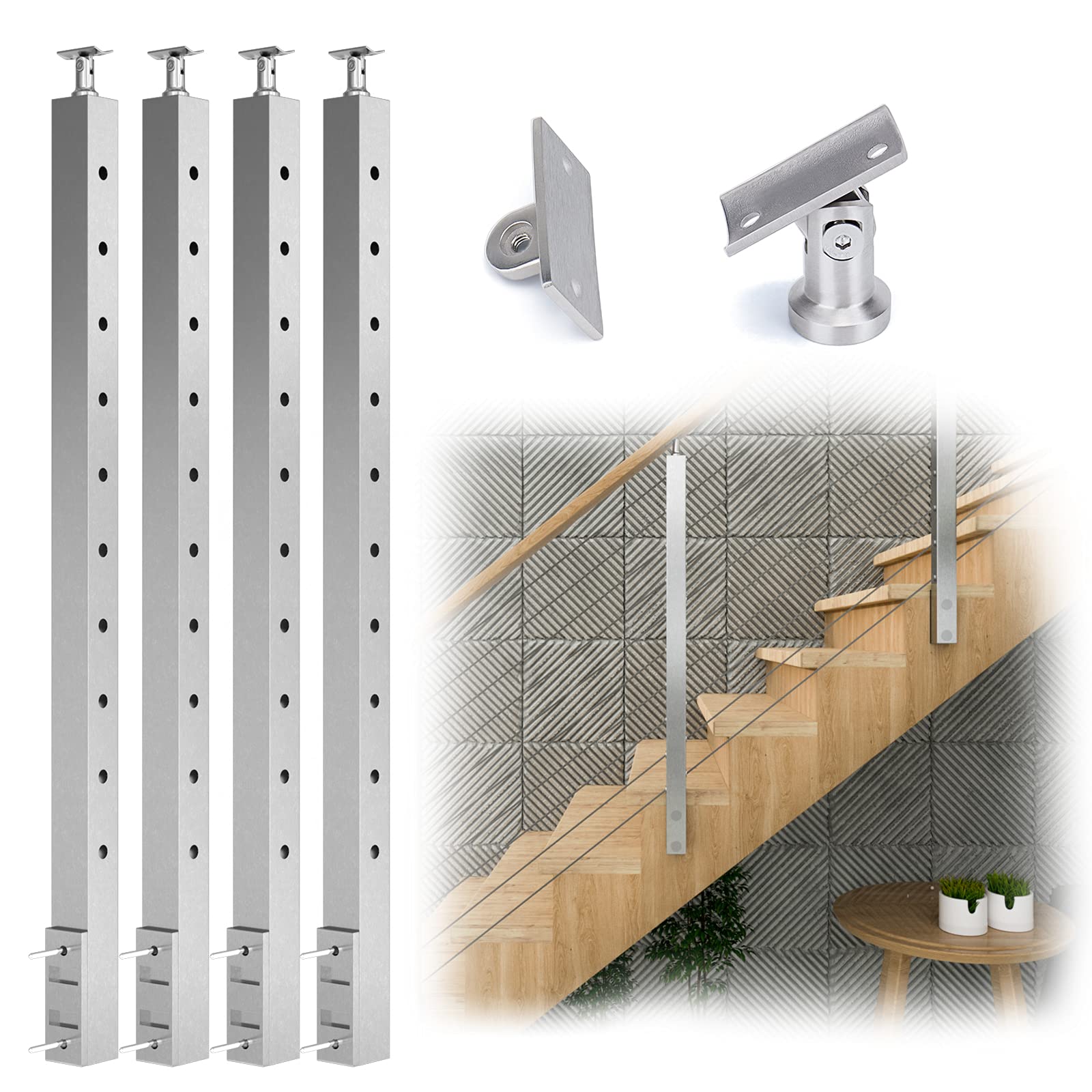Buy Muzata 4pack Cable Railing Post Side ed 30 Degree Angle Stairs