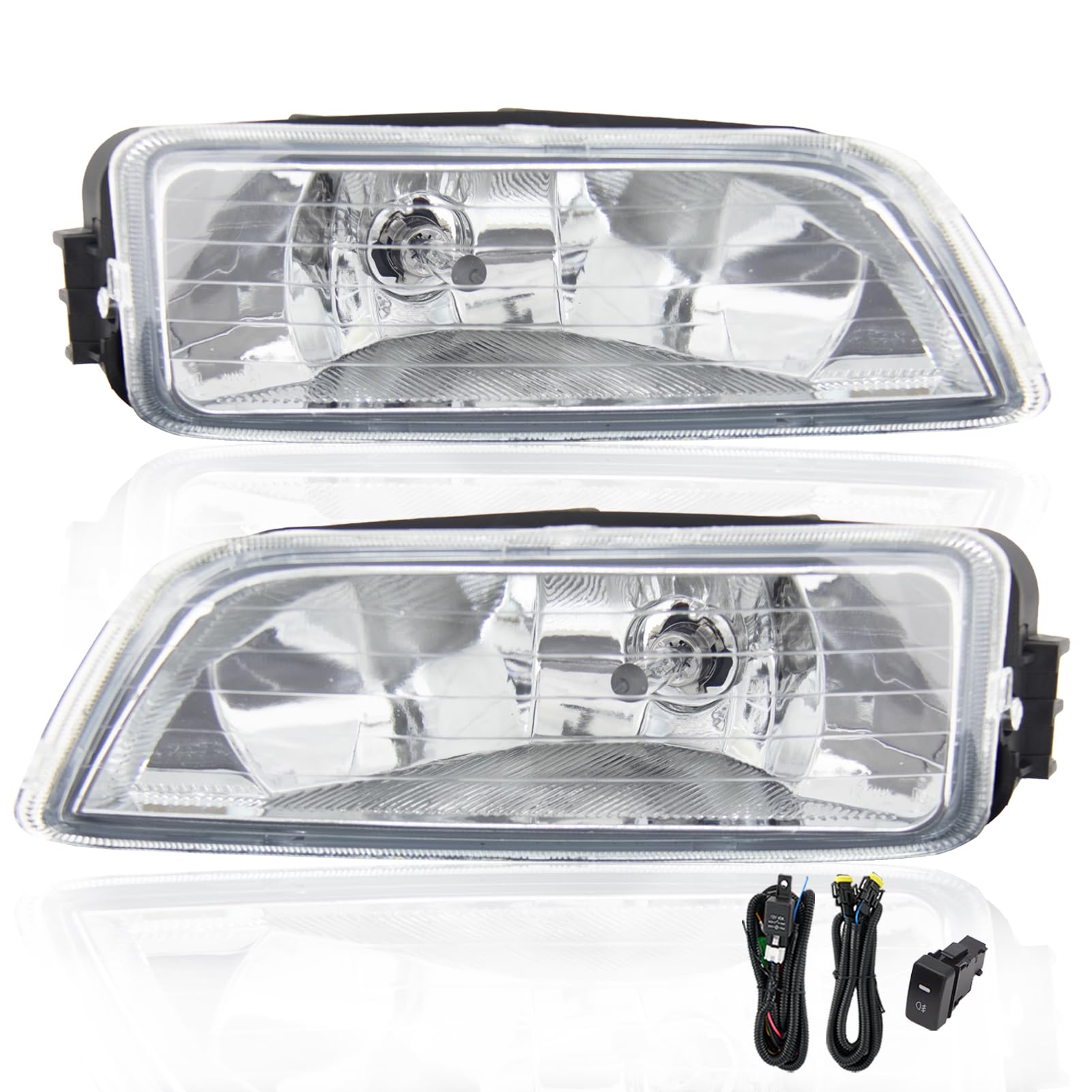 RAPOOSANS Driving Fog Lights Lamps Assembly for 2003-2007 Honda Accord Fog Light Replacement with H11 Bulbs & Switch and Wiring Kit