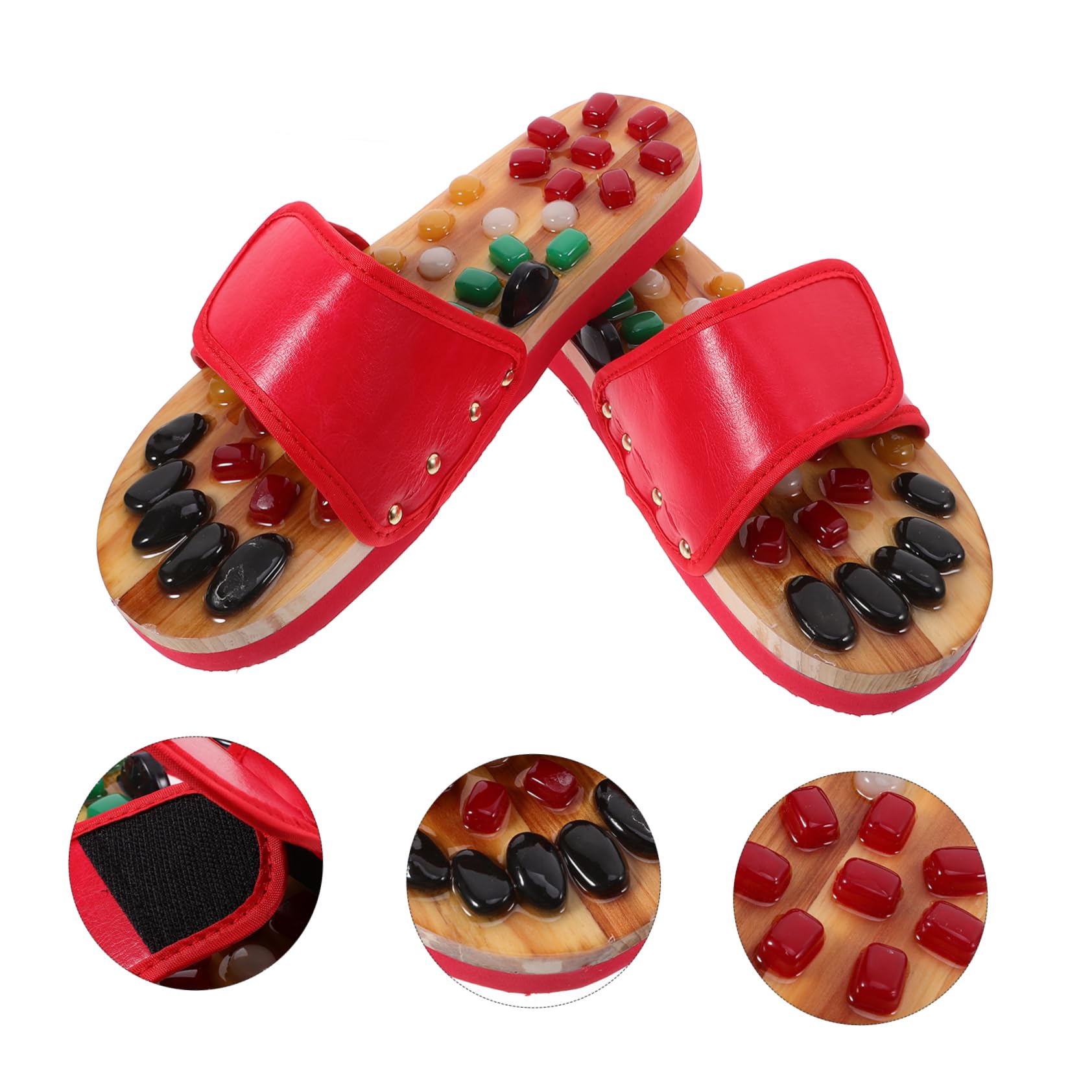 Fußakupunktur Sandalen Rot Größe 39-40 aus Jade Massage