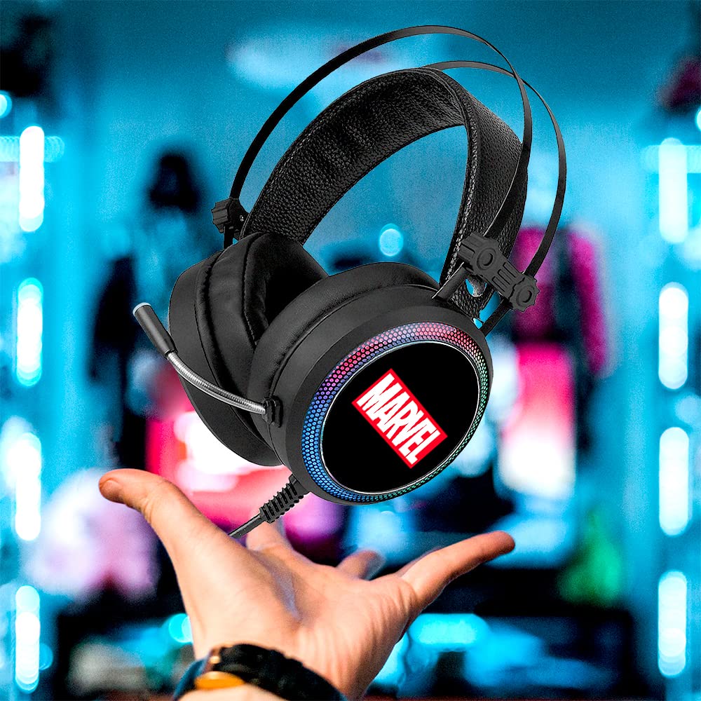 Ert Group Cuffie da gioco con microfono, Cuffie LED con archetto regolabile Modello Marvel originale e con licenza ufficiale Marvel 001