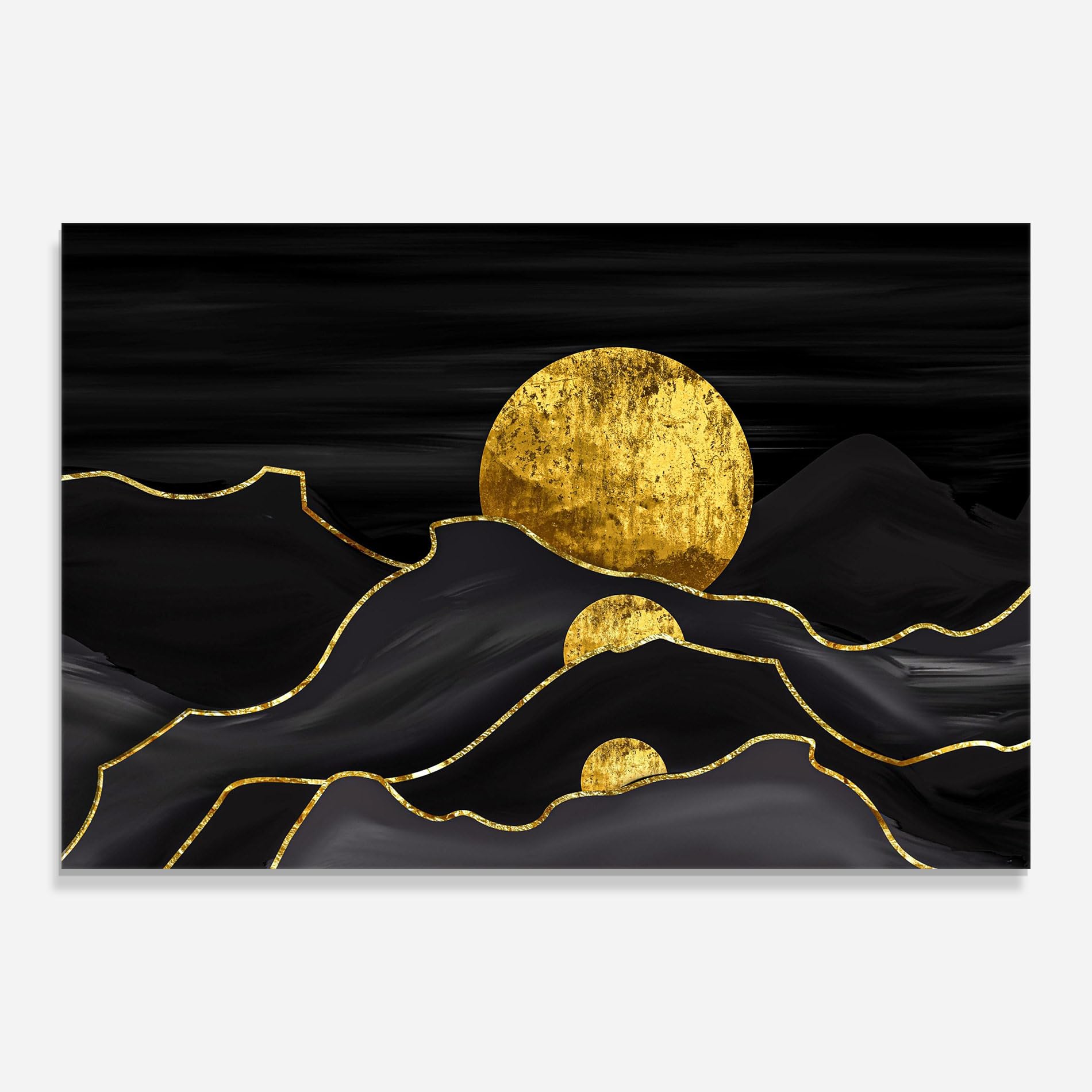 ARTHUB® Moderne impression sur verre 60x100 cm, 4mm verre trempé | Tableau en verre salon et chambre, Décoration murale moderne, Décoration intérieure, paysages, Black Moutains