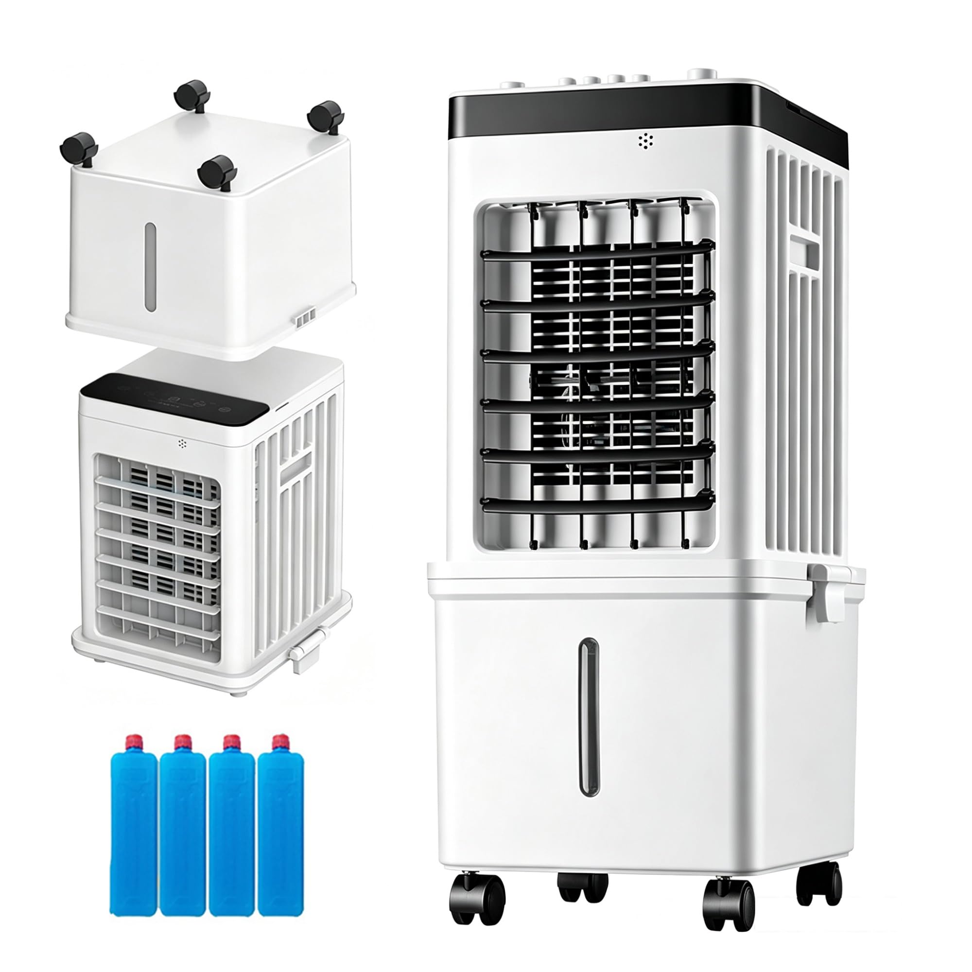 Portable Swamp Cooling Fan, Detachable Split Body, Evaporative Air Cooler