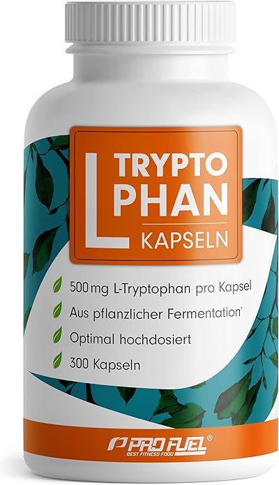L-Tryptophan hochdosiert - 300 L-Tryptophan Kapseln - 500mg Tryptophan je Kapsel - 10 Monate Reichweite - Tryptophan aus pflanzlicher Fermentation - laborgeprüft mit Zertifikat - 100% vegan