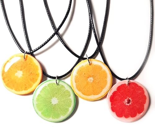 Miniatura 2 de Fruit Slice Pendant Handmade Citrus Grapefruit Orange Lemon Lime Pamelo Necklace Mini Food Girlfriend Outdoors Gift Bright Summer Necklace for Women