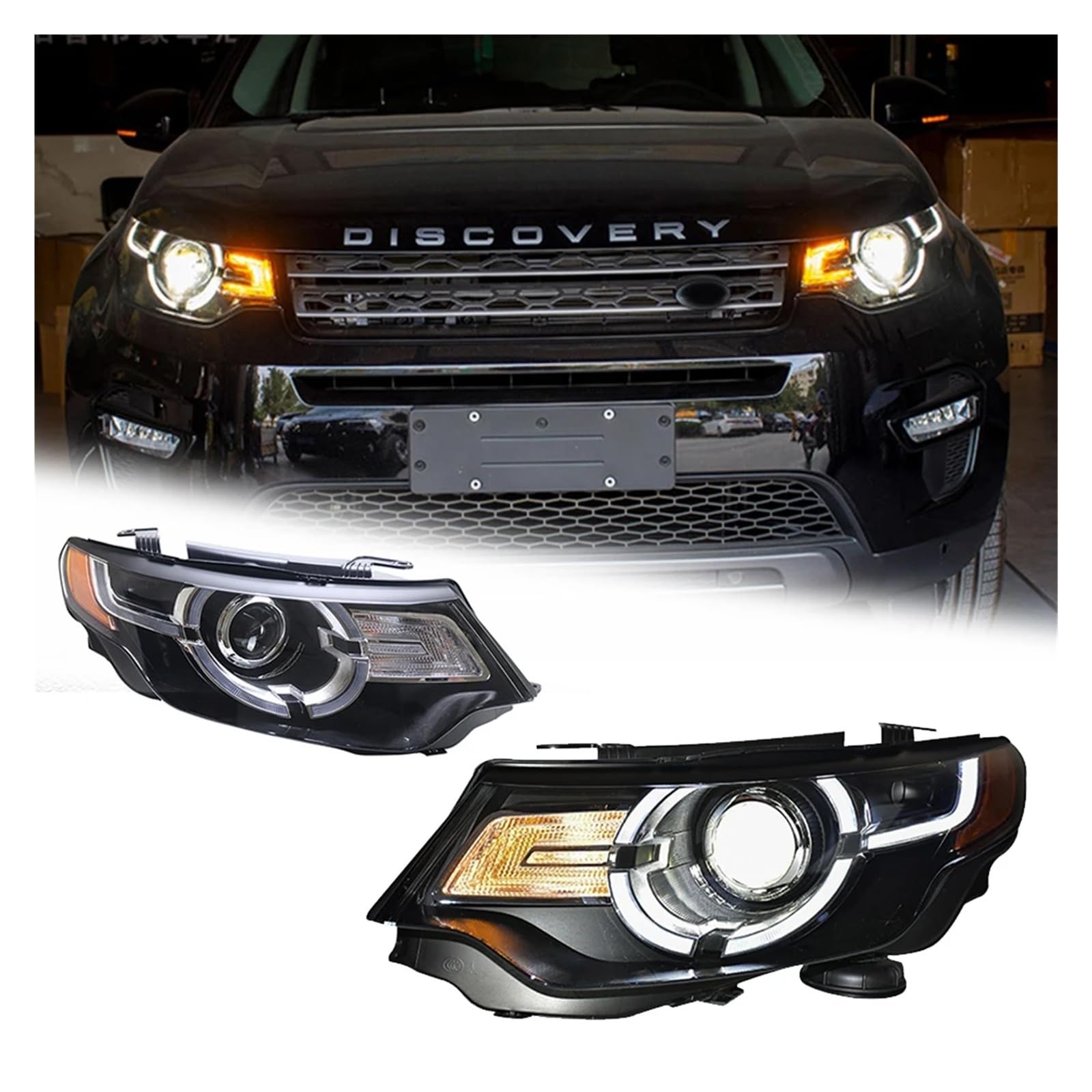 Pasuje do Land Rover Discovery sport 16-19 pełna dioda LED DRL reflektor samochodowy montaż sygnału akcesoria samochodowe zmodyfikowana lampa reflektory LED(LEFT STEERING WHEEL_2PCS)