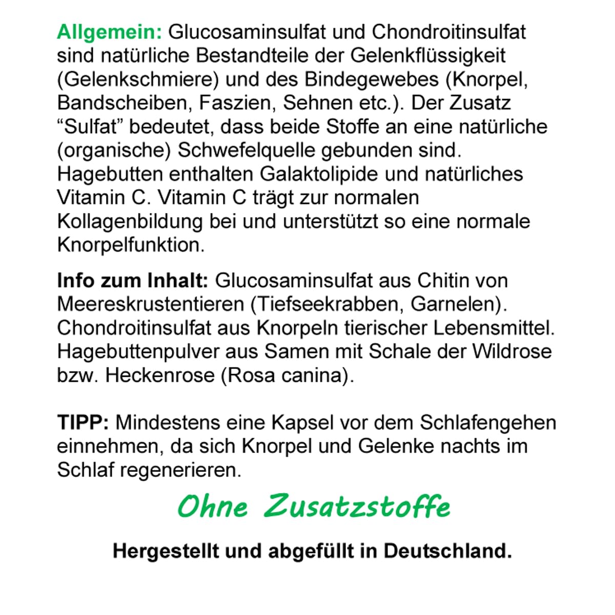 KNORPEL & GELENKE - Glucosamin + Chondroitin + Hagebutte KOMPLEX - 540 (3x180) KAPSELN Gelenkbausteine UND natürliche GELENKVITAMINE ohne ZUSATZSTOFFE. 26995-5