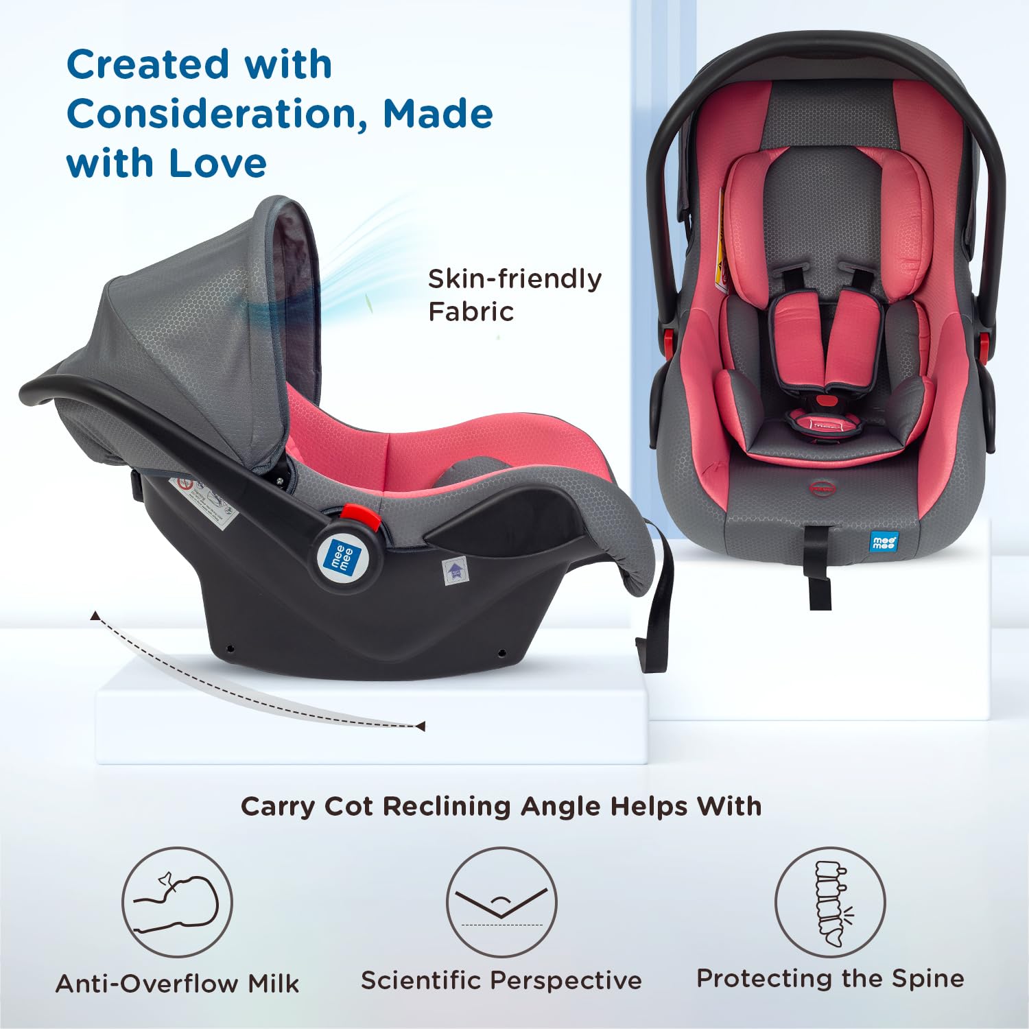 Mee Mee Little Explorer Car Seat & Carry Cot - Pink -6 Mee Mee Little Explorer Car Seat & Carry Cot - Pink -6