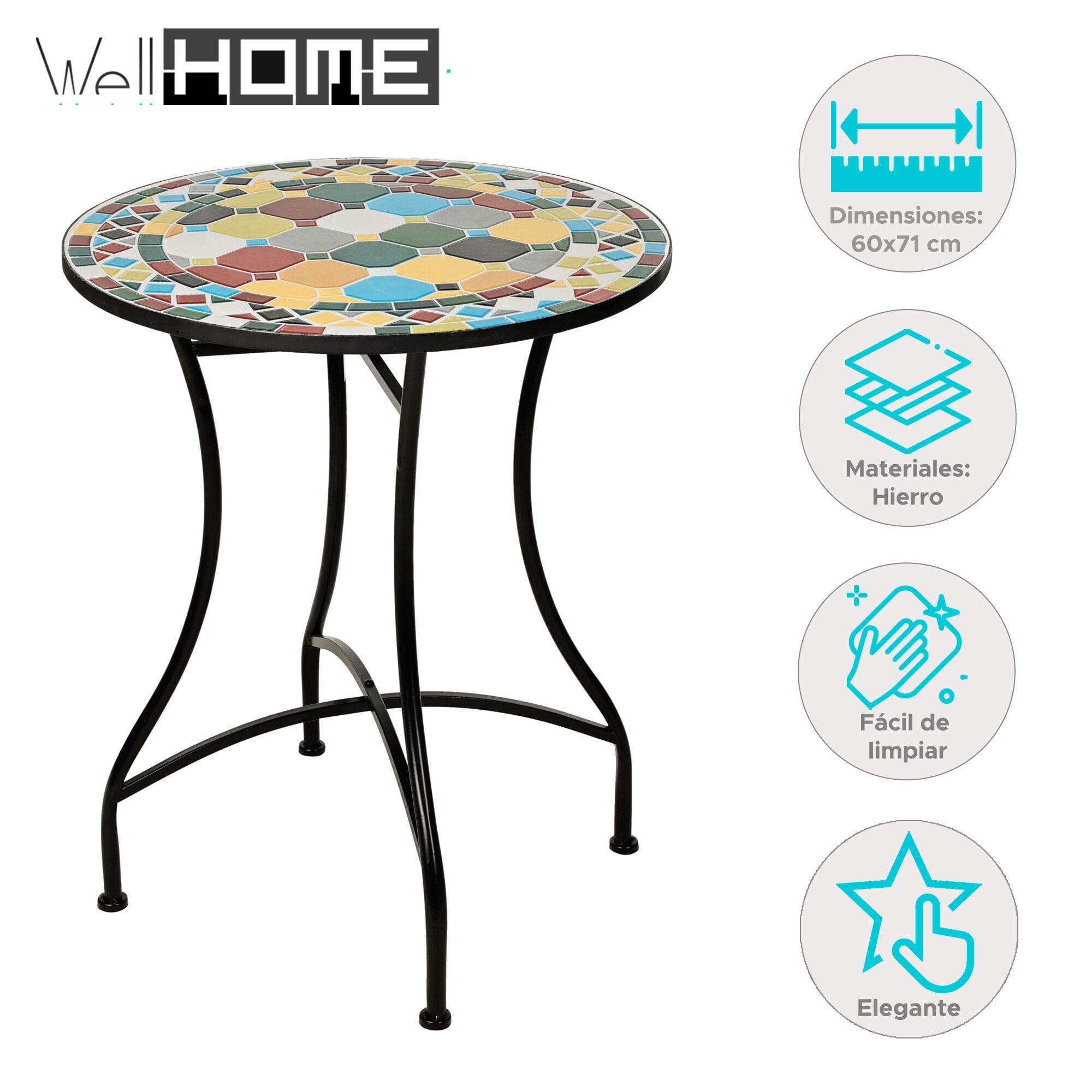 Well Home Tavolo bistrot design mosaico Ø60x71cm