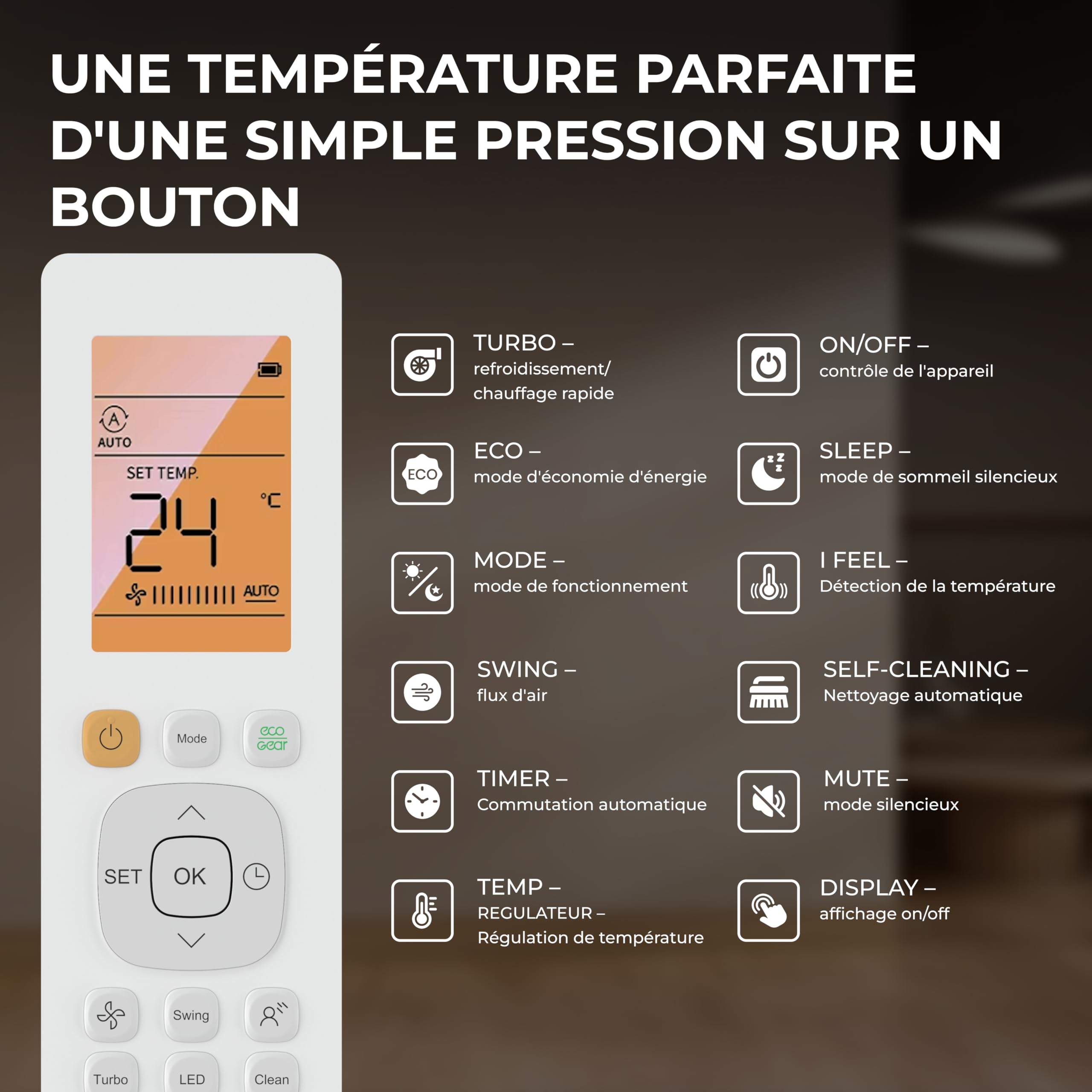 Kältebringer Climatiseur Split Réversible, 12000 BTU/h (3,5 kW) Wi-Fi/Application, Refroidissement A++ / Chauffage A+, Réfrigérant R32, Très Silencieux, Avec Support Mural Inclus