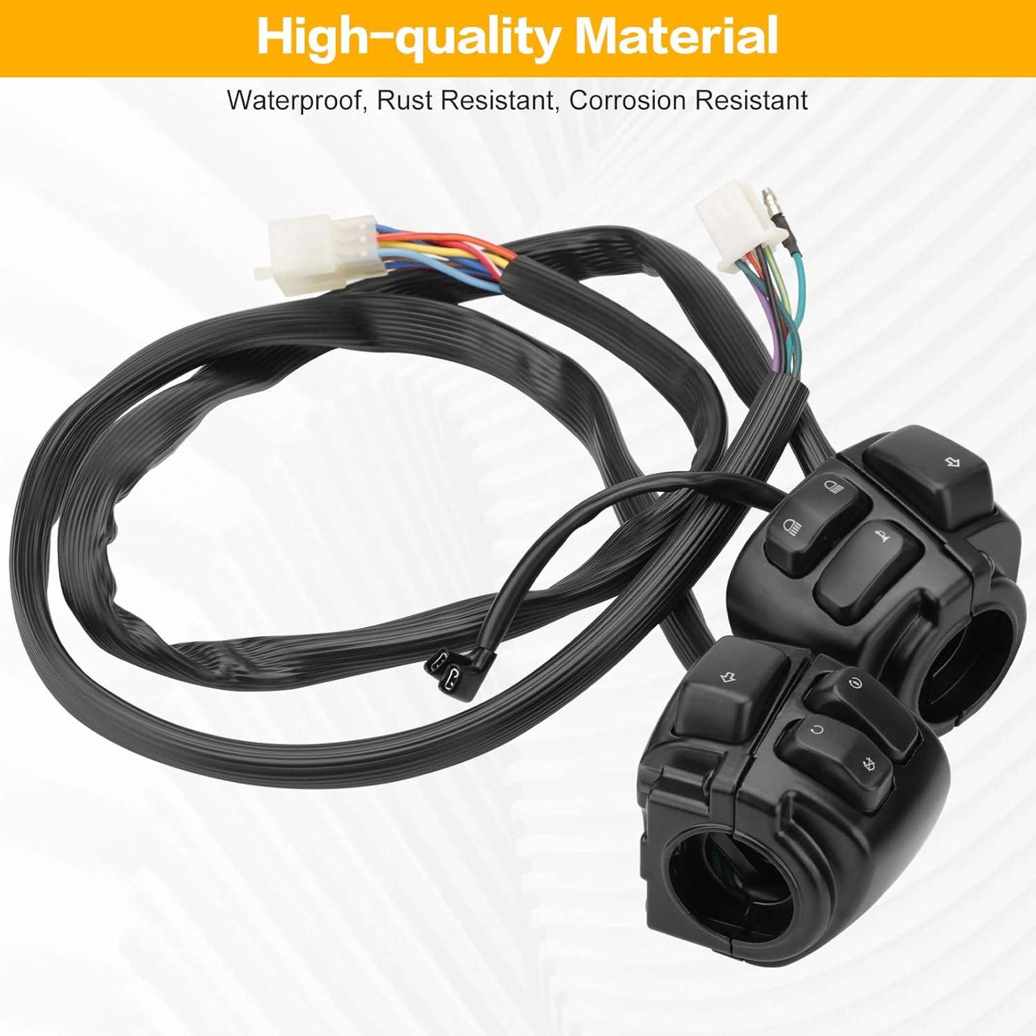 Motorcycle 1" 25mm Handlebar Switches Control and Wiring Harness Replacement for Harley Sportster 883 Dyna Softail Touring 1996-2012 (1 Pair Black)