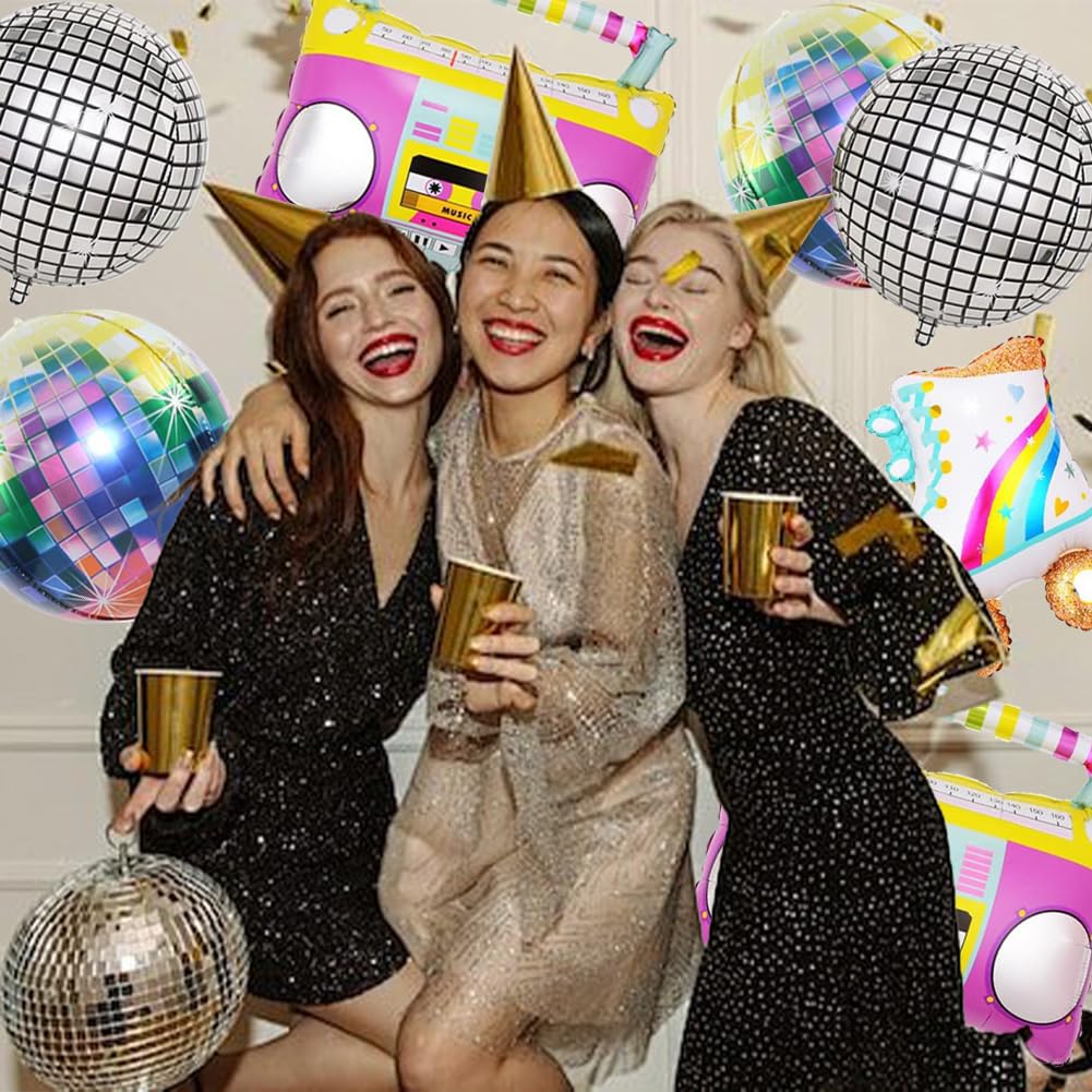 Palloncini per feste in discoteca, 9 pezzi, in alluminio, decorazioni per discoteche, compleanni, Mitzvah, luogo di matrimonio