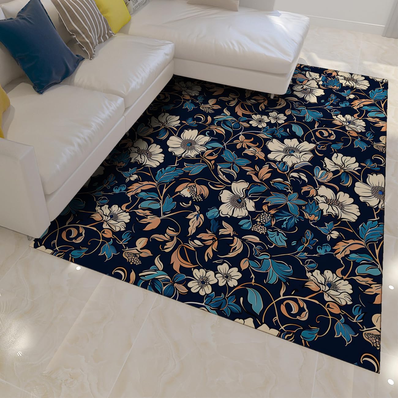 Tapis chrysanthèmes 120x150cm pour salon et chambre chic
