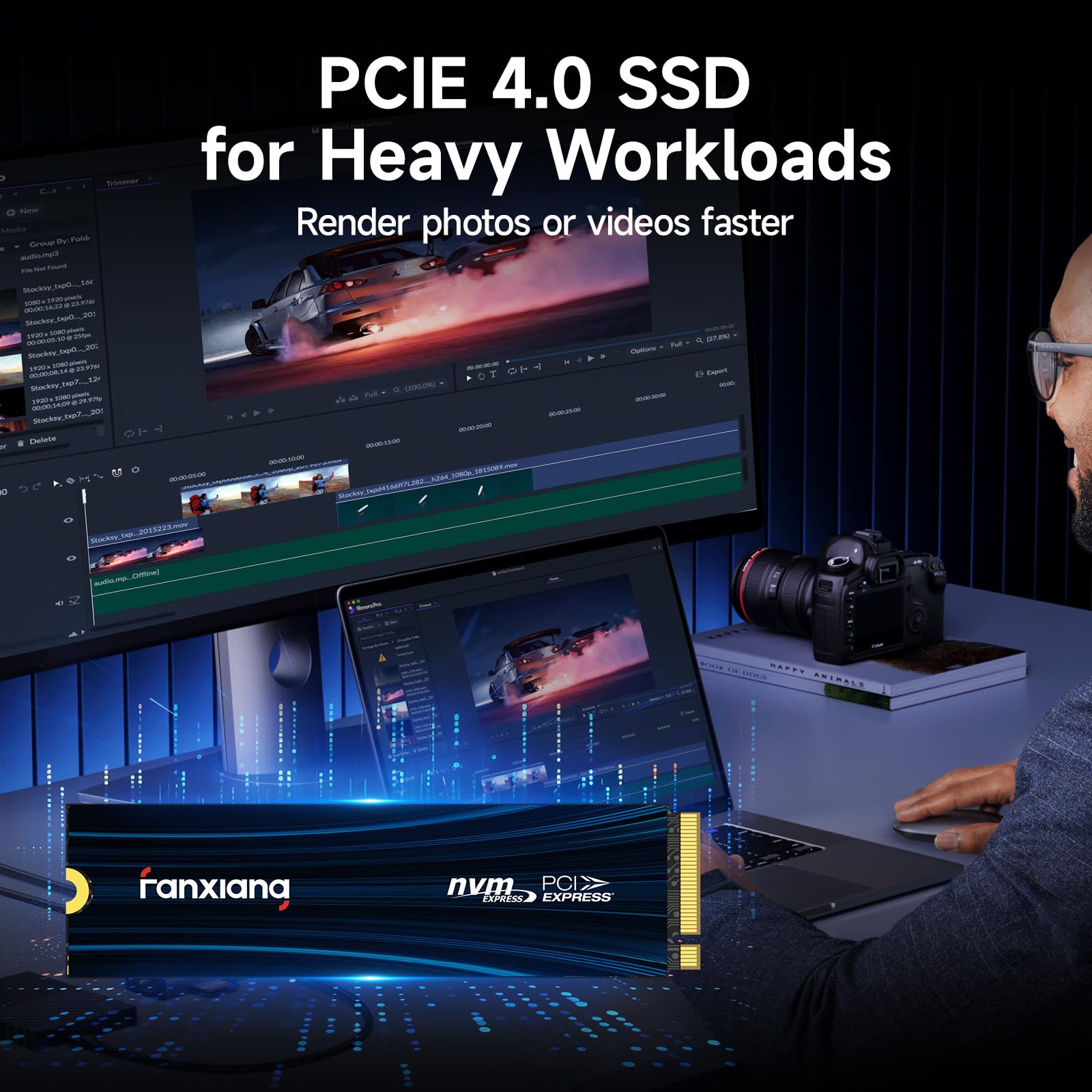fanxiang 1To SSD NVMe M.2 PCIe Gen4 Jusqu'à 7100Mo/s en Lecture - SSD Interne 1 to Compatible avec PS5, PC, Ordinateur Portable pour Les Gamers et Professionnels - S880E