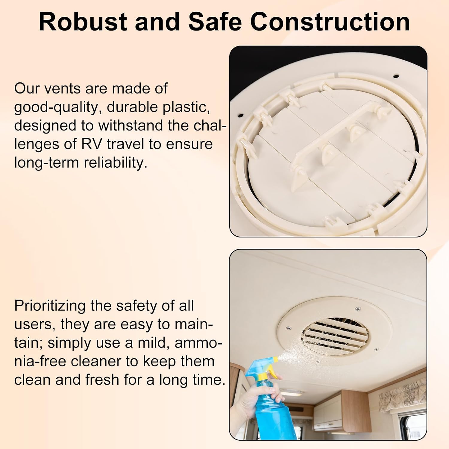 5pcs 6.5" RV Ceiling Vent Covers for Inside Camper, RV AC Vent Cover Replacement with Screws Fits 4-5/8" Ducts, Air Louver Roof Rotatable Slats for Directional Airflow Essential Accessories Supplies