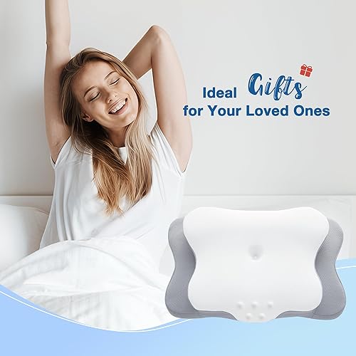 Miniatura 7 de Almohada cervical para aliviar el dolor de cuello, almohadas de espuma viscoelástica de contorno refrescante, soporte ergonómico sin olor, almohada