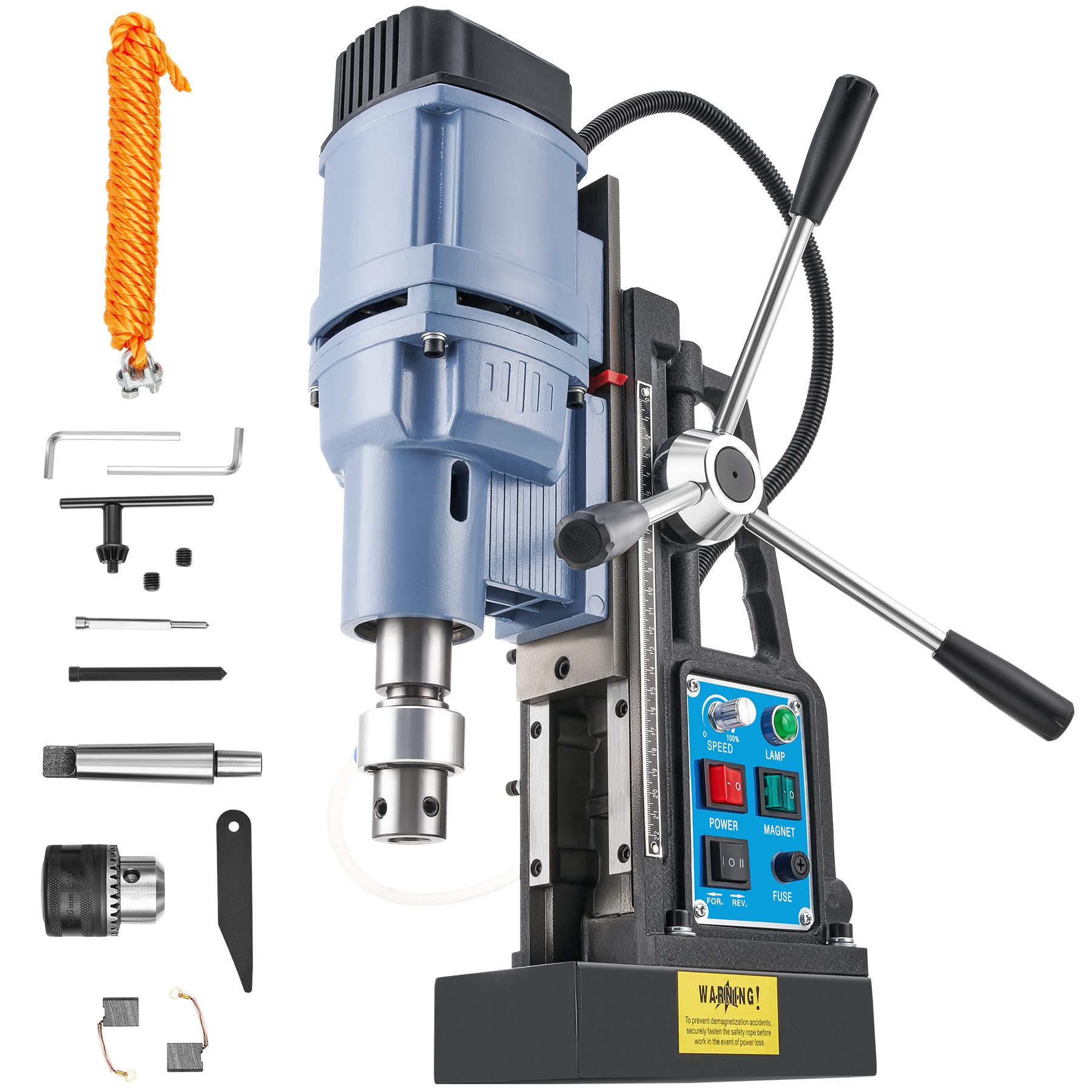 ZELCAN 1950W Trapano Magnetico 13900N 650 rpm Trapano a Colonna Magnetico a Diametro di 50mm con Controllo Reversibile e Continuo per Superfici Metalliche