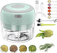 ROVIGO Electric Herb Grinder 3.4oz USB Cordless - Adjustable Coarse to Fine for Spices Herbs Garlic - Portable Waterproof Chopper w/ Scoop Brush (Green)