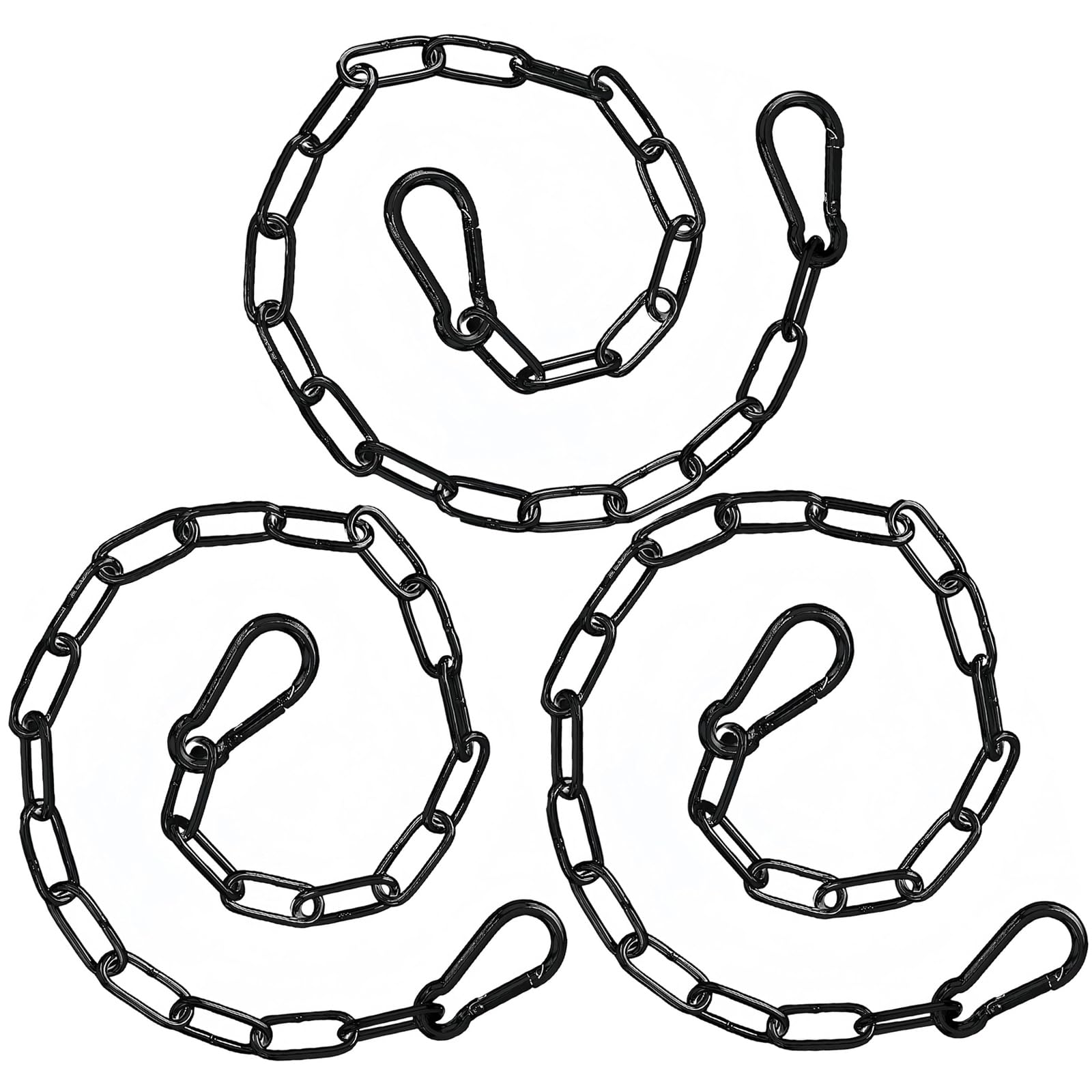 3 Pack Heavy Duty Black Metal Chains with Carabiners, Chain, 50CM Gate Security Chains for Fences, Pet Enclosures, DIY Projects, Outdoor Equipment Stabilization