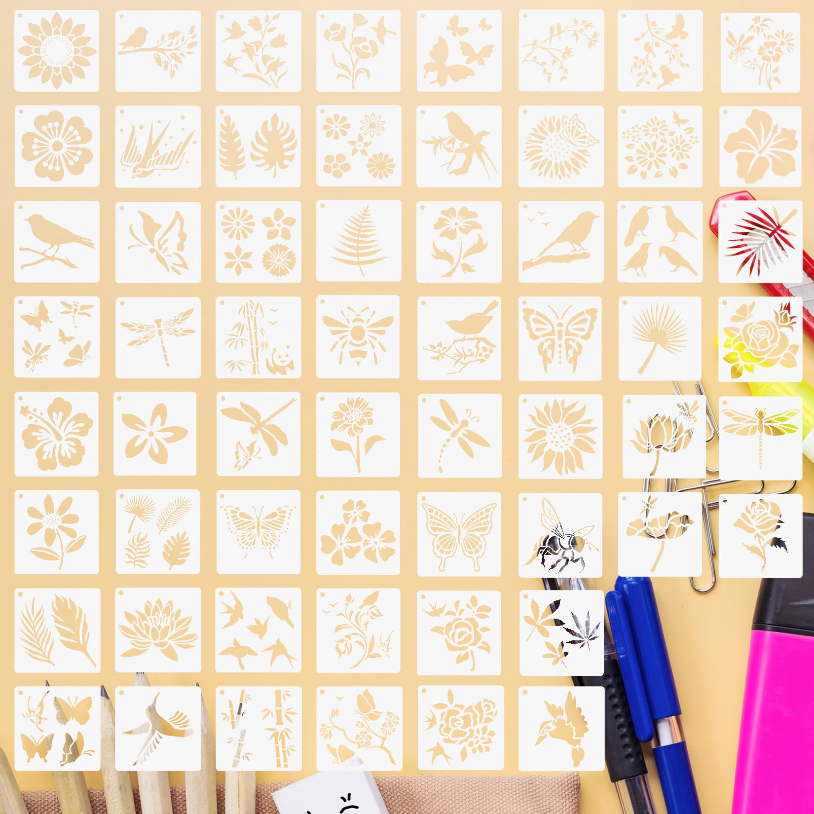 Photo 1 of 60 Pcs Stencils for Painting, Reusable Mandala Dot Painting Drawing Stencils Templates for Painting on Wood Wall DIY Rock Murals Art Projects Decor