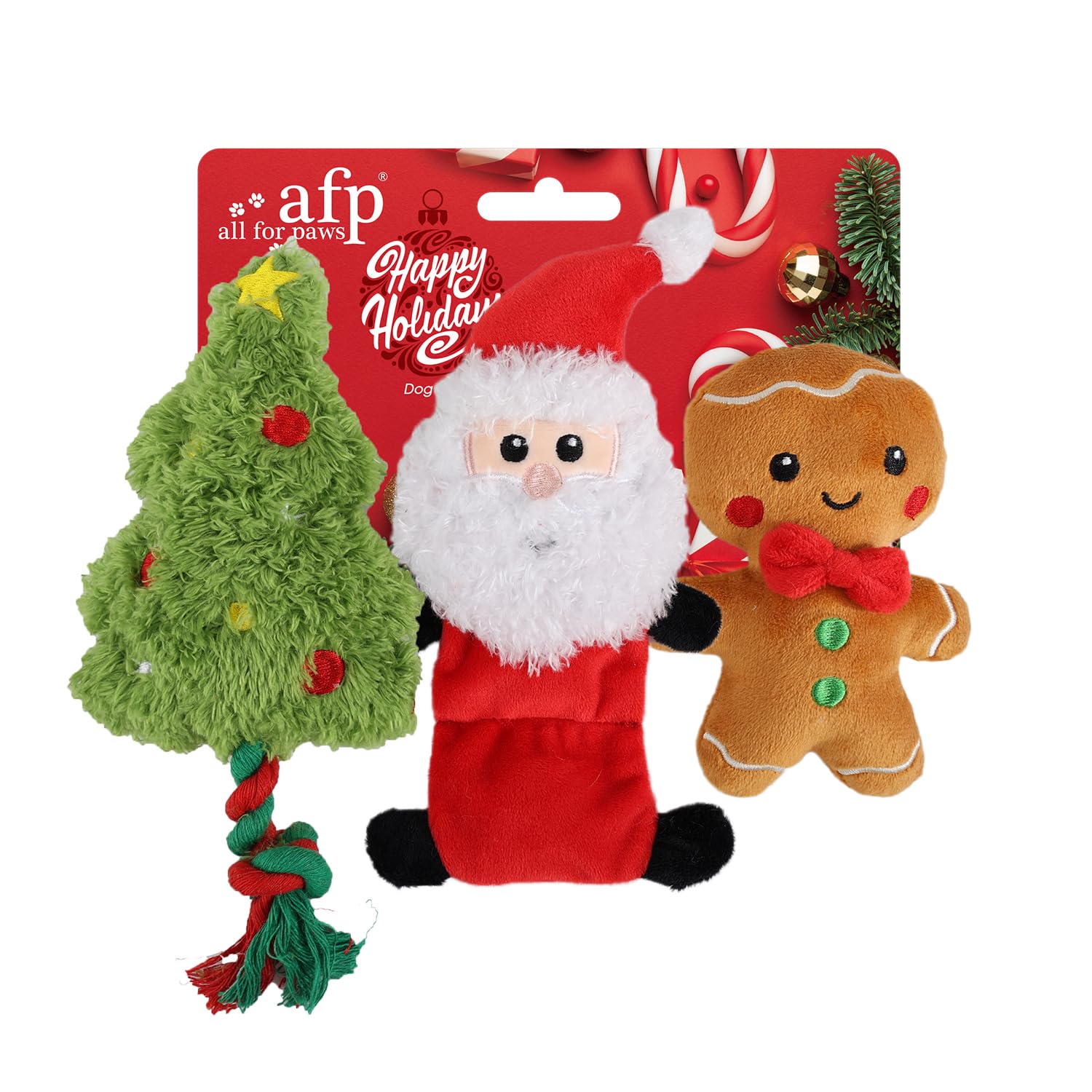 ALL FOR PAWS Christmas Dog Toy MerryTough Buddy, Holiday Plush Squeaky Toys for Dogs, Interactive Xmas Gift for Small Medium Large Dogs (Holiday Toys) โ image 1