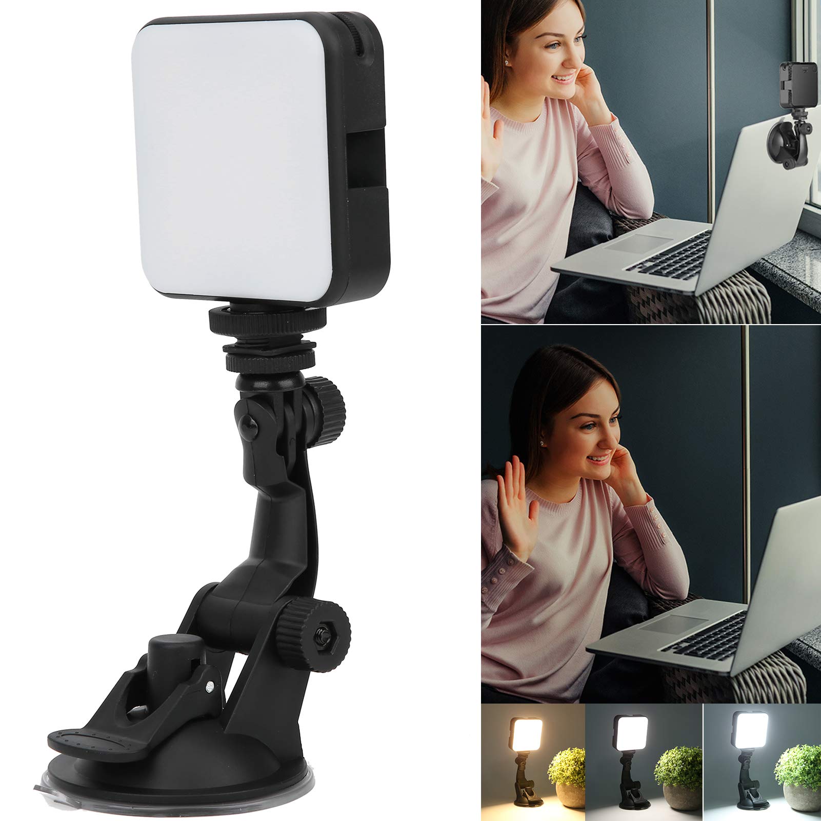 Portable W64 LED Video LED Video Light Phone Light, LED Selfie Light with Infinite Brightness Adjustment for Remote Work & Live Streaming