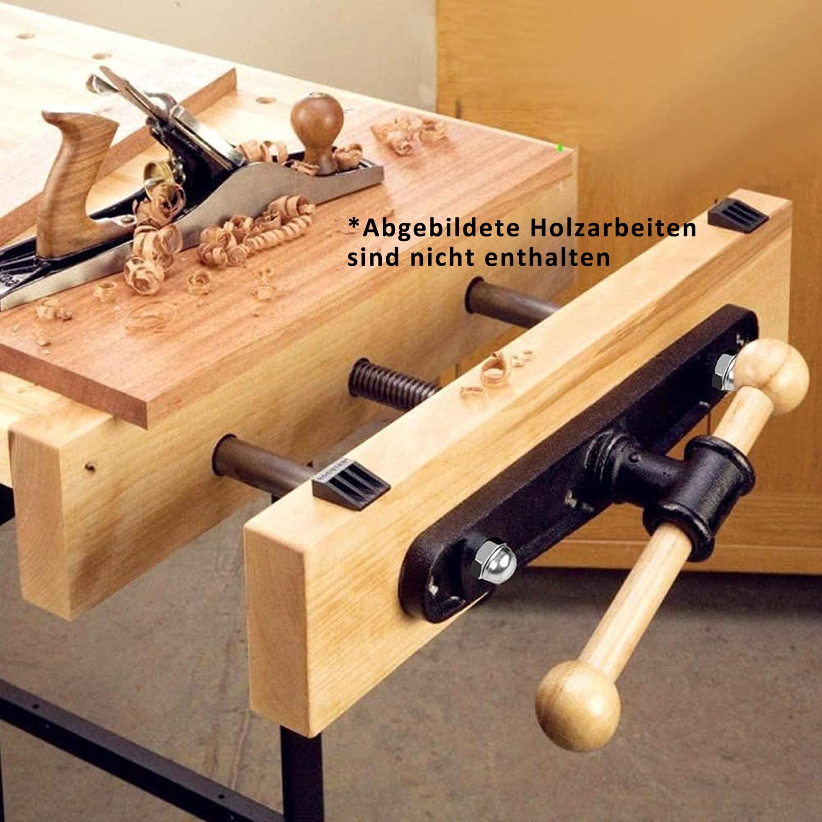 uyoyous Holzschraubstock 7"/180mm, Schraubstock Vorderzange Rostschutz, Hobelbank Arbeitstisch Spannbacken robust & langlebig, Holzbearbeitung Tischschraubstock flexibel für Holzarbeiten