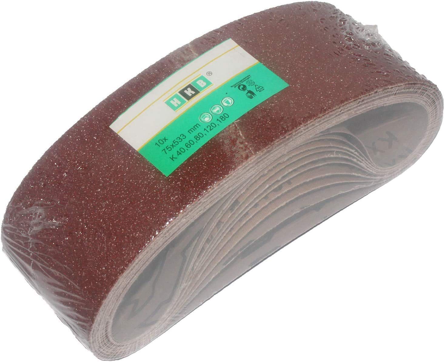 10 Schleifbänder Schleifband Set K40 75x533 mm Bandschleifer Schleifpapier Pack