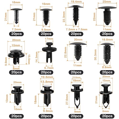 Miniatura 3 de Set de tornillos de Ayaoqiang de 240 piezas para GM Ford Toyota Honda Chrysler con funda de almacenamiento de plástico.