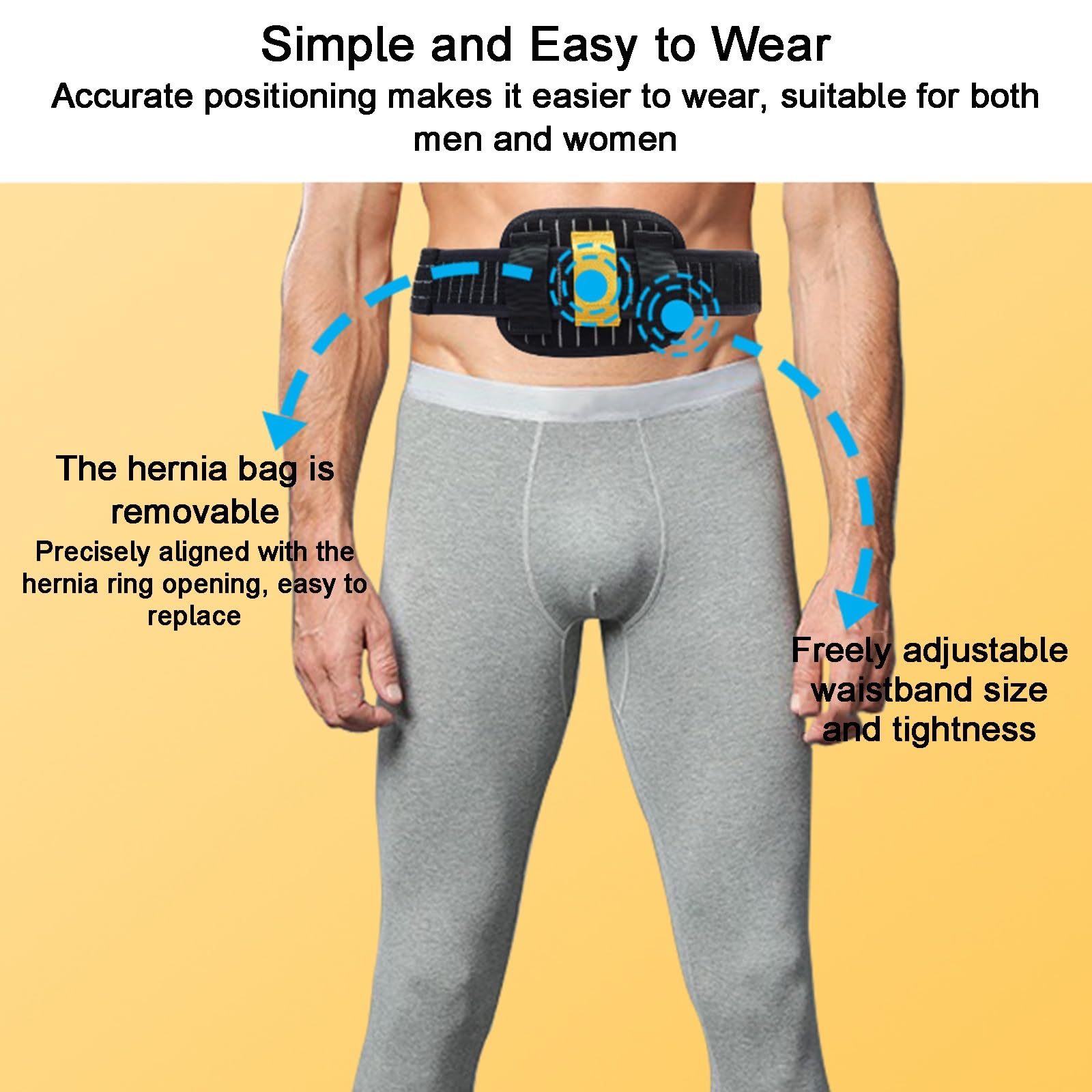 Fascia Ernia Ombelicale, Fascia Addominale Contenitiva, con Cuscinetto di Compressione, Comoda da Indossare, Unisex, Aiuta ad Alleviare Il Dolore