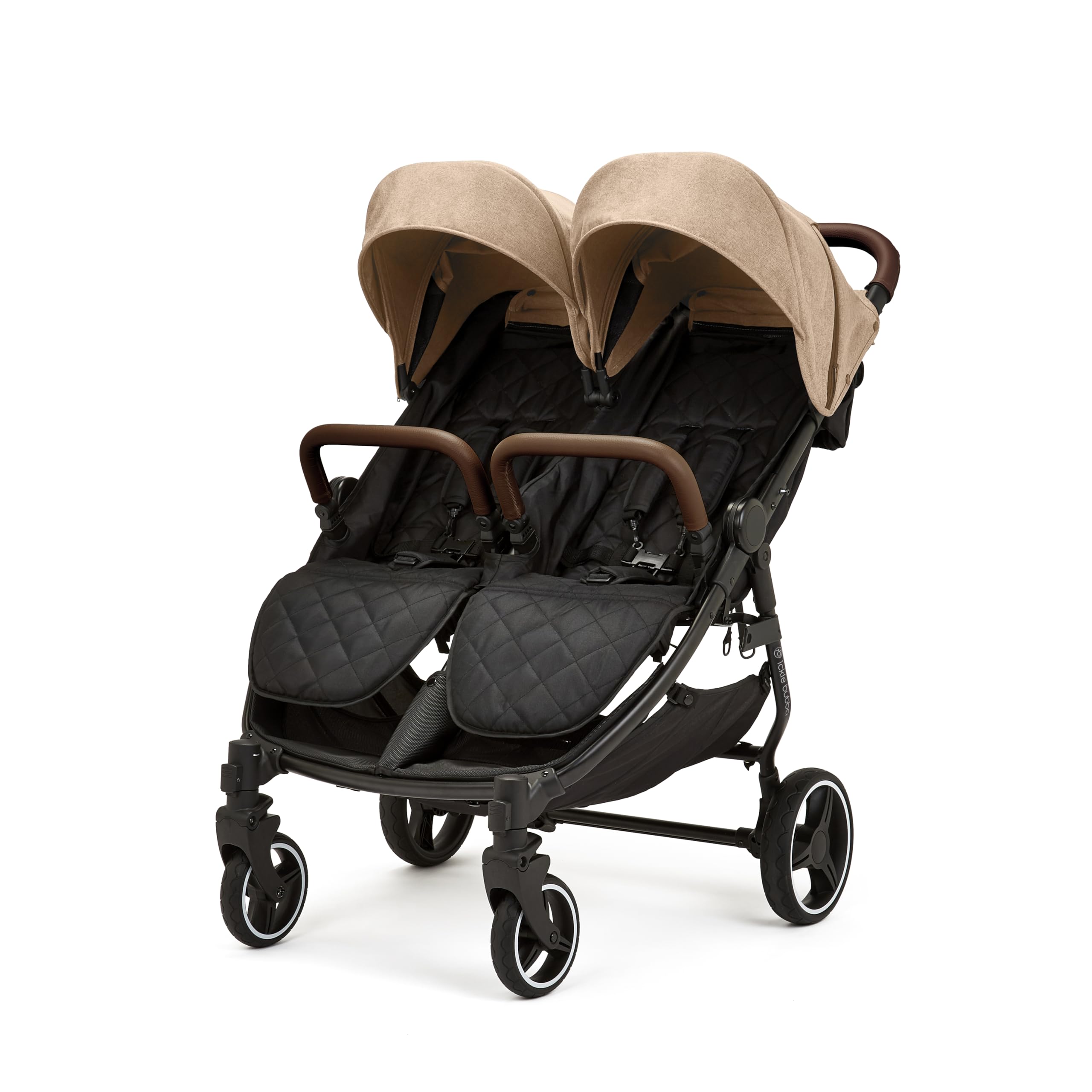 – Ickle Bubba Venus Double Stroller – Compact, Lightweight Foldable Twin Pushchair for Twins or Siblings, Suitable from Birth to 15kg (Approx. 3 Years) (Biscuit)