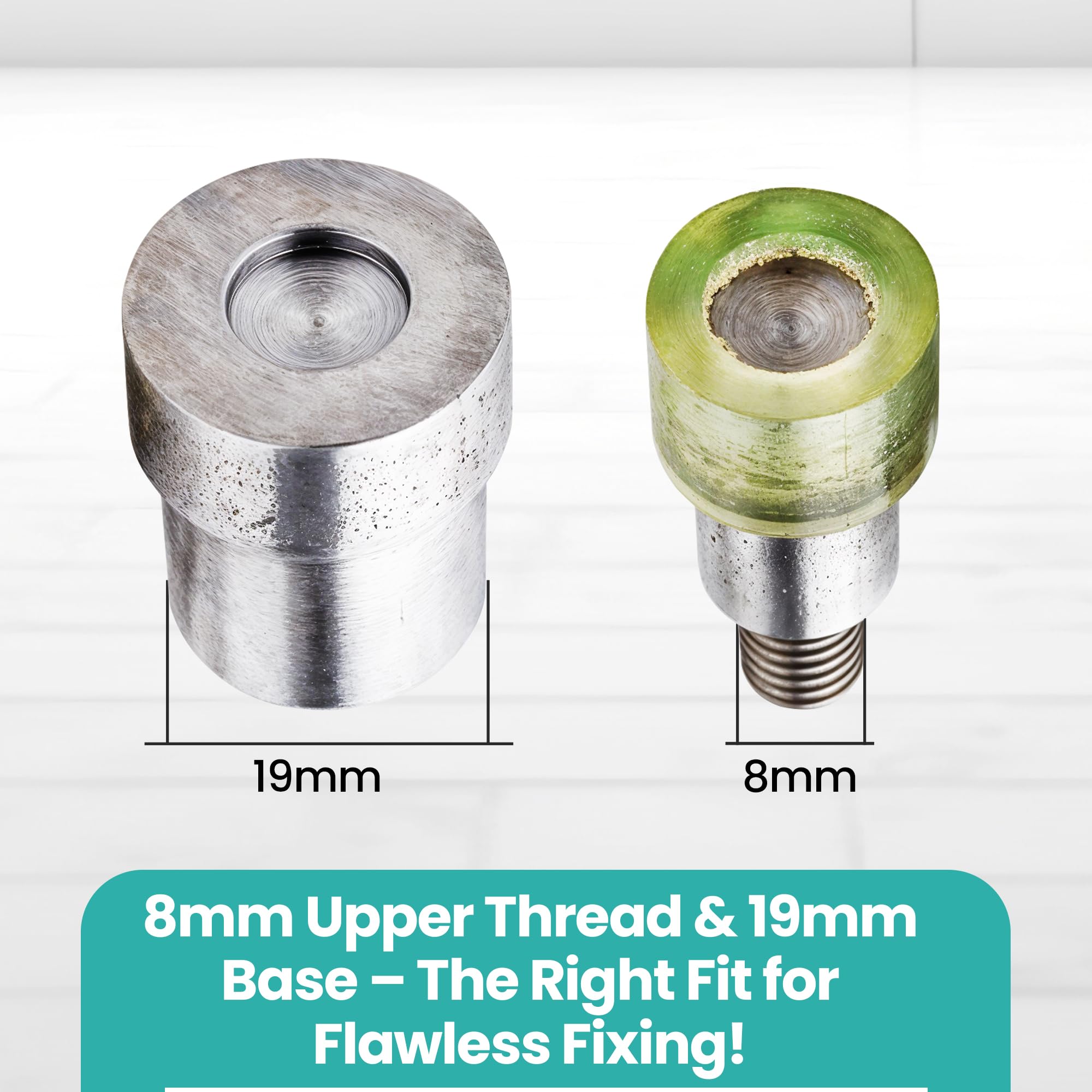 Trimming Shop 8mm Doppio Cappello Rivetti Fissaggio Fustelle Set con Universale Verde Pressione a Mano Macchina, Tubolare Installare Attrezzo per Fai da Te Leathercrafts,Borsetta,Cinture,Borsette