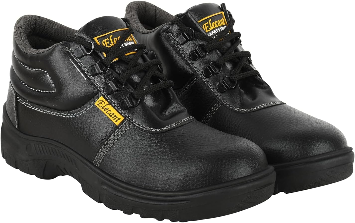 Foot Trends Industrial Steel Toe Safety Shoes for Men Puncherproof, Rain Proof, Anti-Slip-Warrior-6 Black